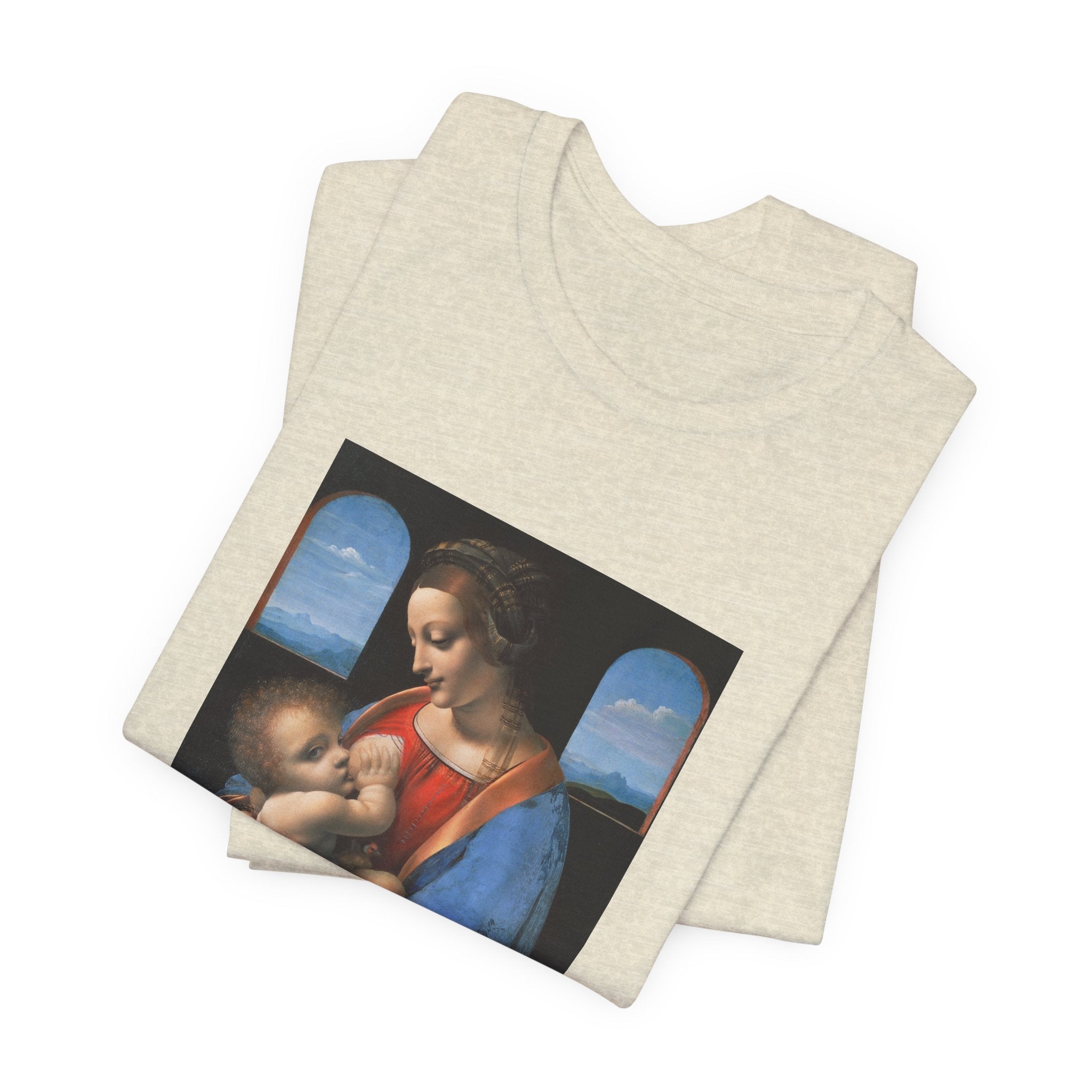 Masters of Art Leonardo da Vinci's Madonna Litta Unisex Jersey Short Sleeve T-Shirt - POPvault