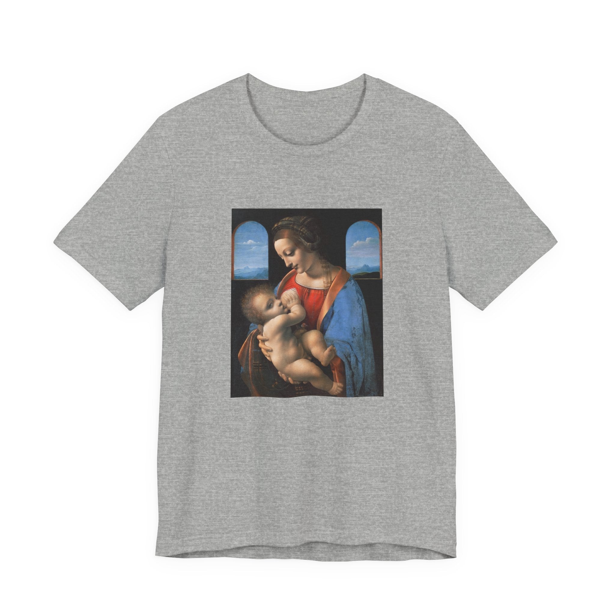 Masters of Art Leonardo da Vinci's Madonna Litta Unisex Jersey Short Sleeve T-Shirt - POPvault