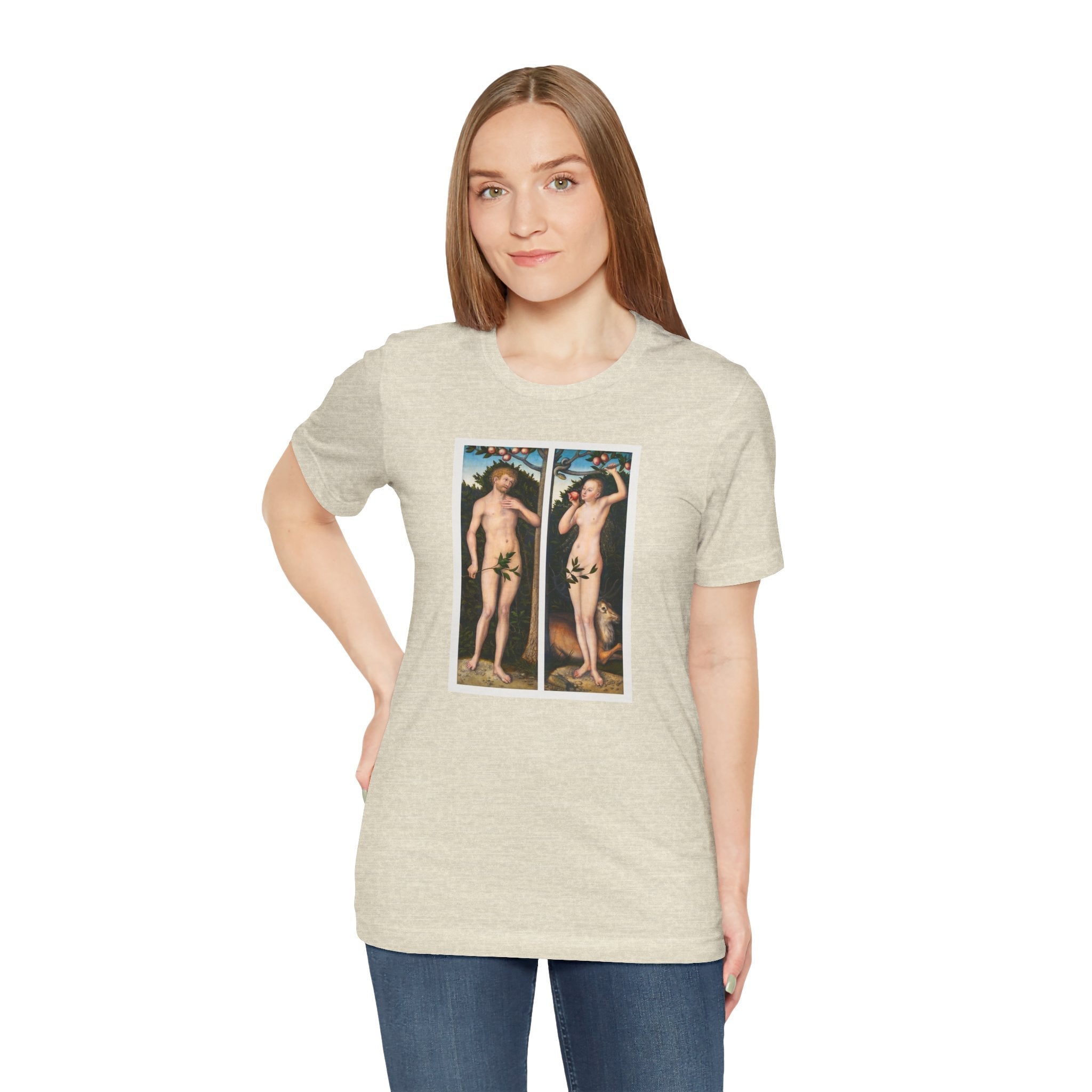 Masters of Art Lucas Cranach's Adam and Eve Unisex Jersey Short Sleeve T-Shirt - POPvault