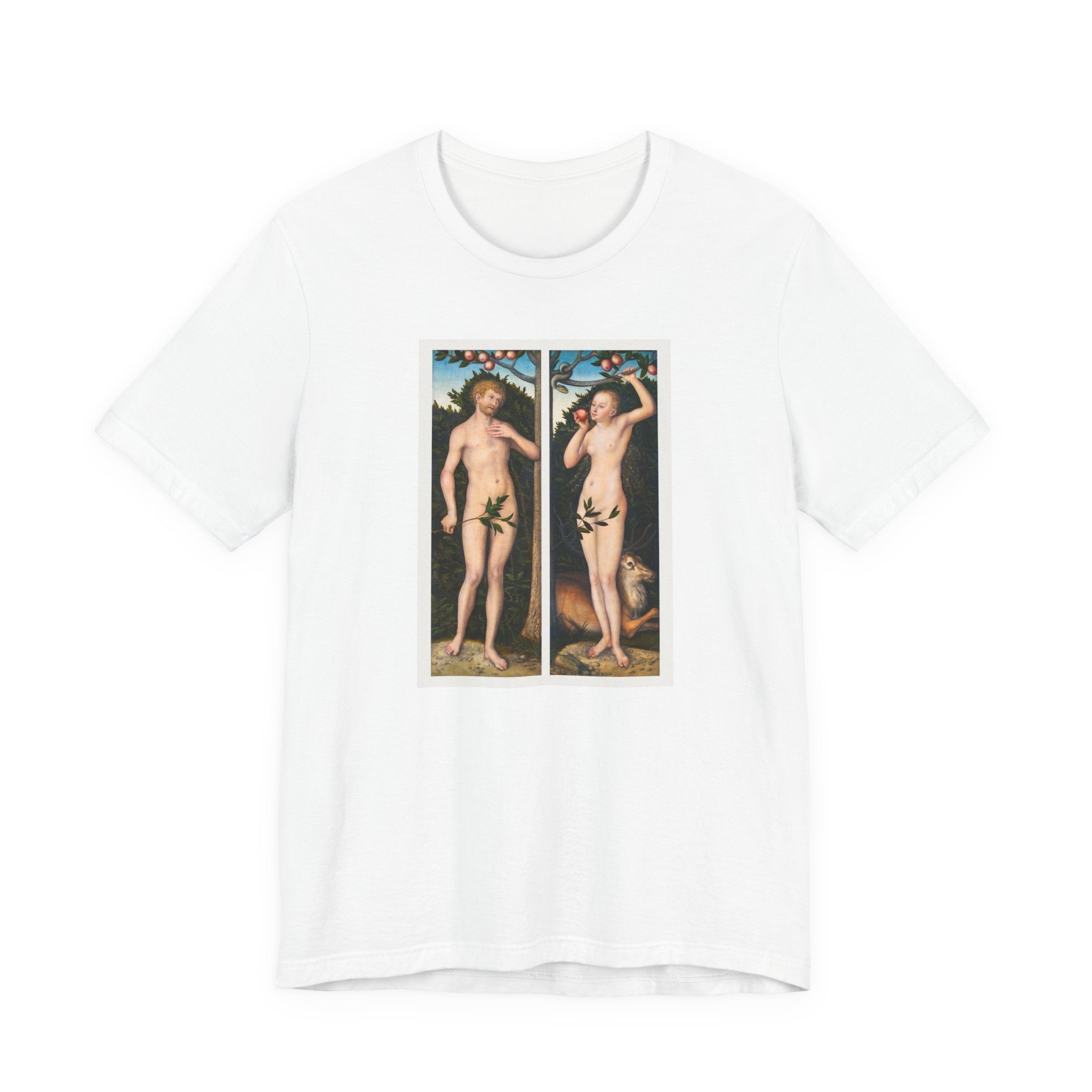 Masters of Art Lucas Cranach's Adam and Eve Unisex Jersey Short Sleeve T-Shirt - POPvault