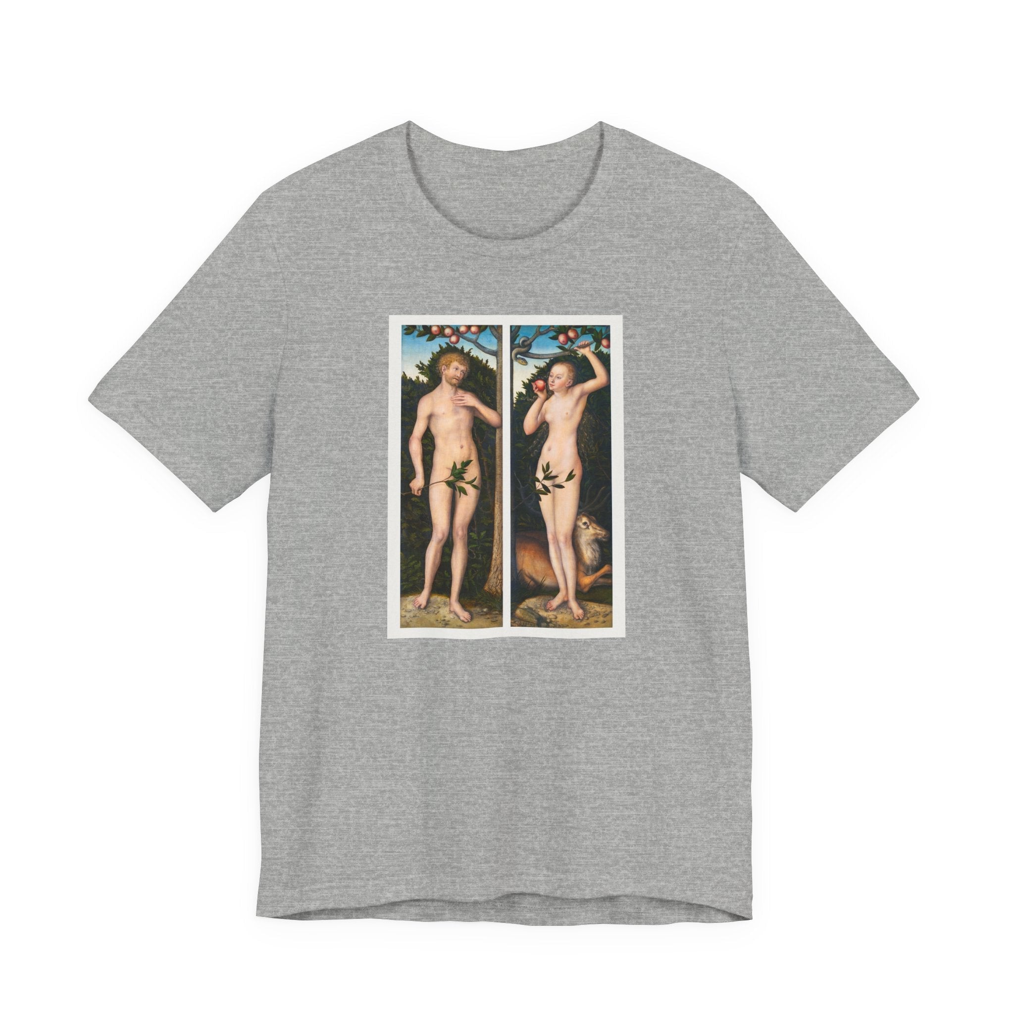 Masters of Art Lucas Cranach's Adam and Eve Unisex Jersey Short Sleeve T-Shirt - POPvault