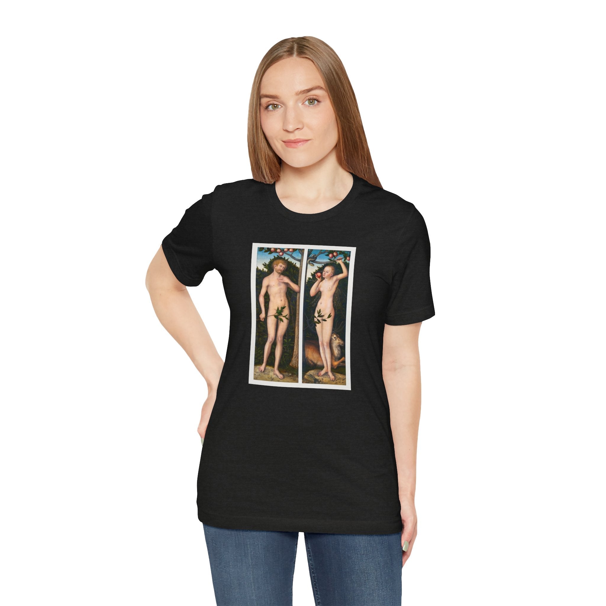 Masters of Art Lucas Cranach's Adam and Eve Unisex Jersey Short Sleeve T-Shirt - POPvault