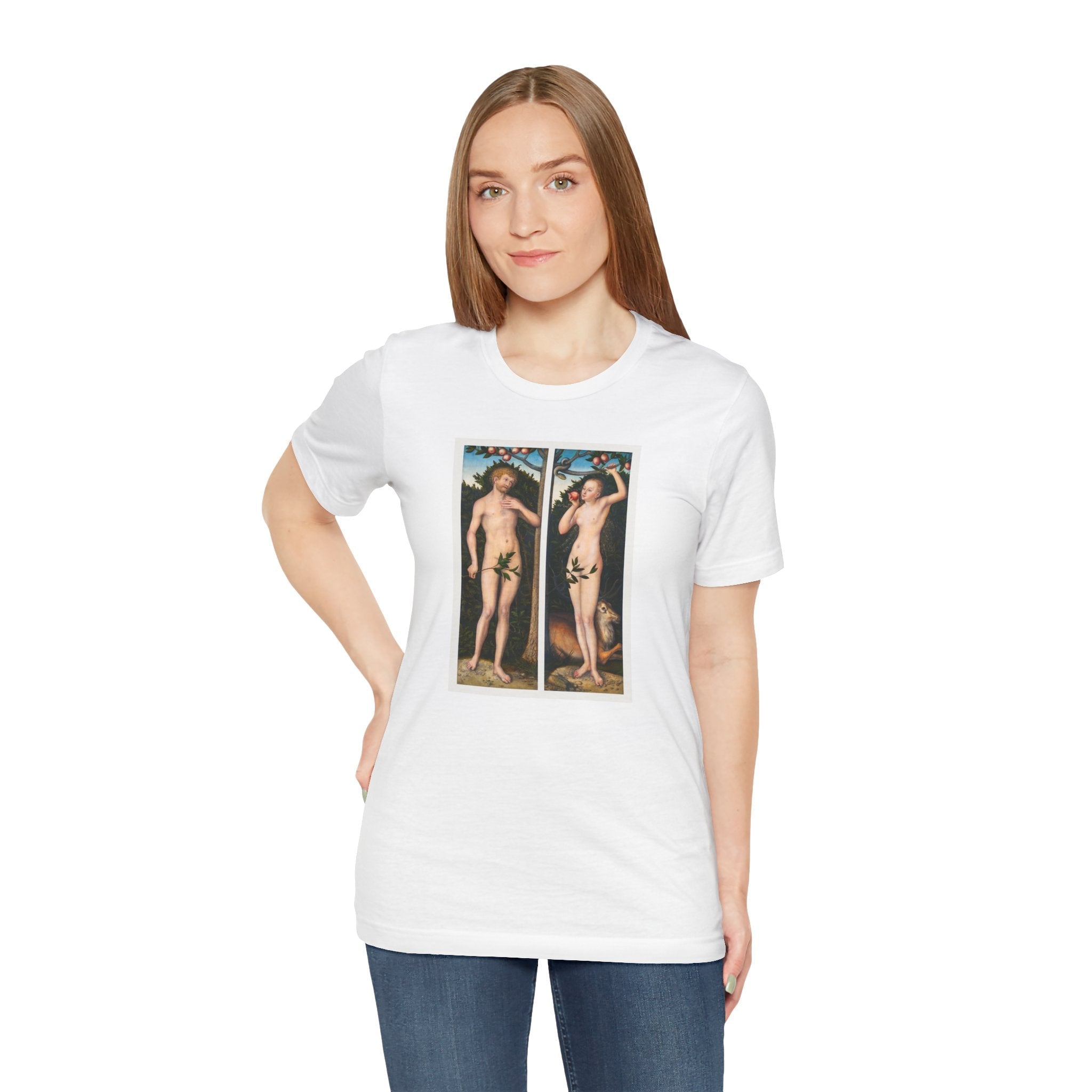 Masters of Art Lucas Cranach's Adam and Eve Unisex Jersey Short Sleeve T-Shirt - POPvault