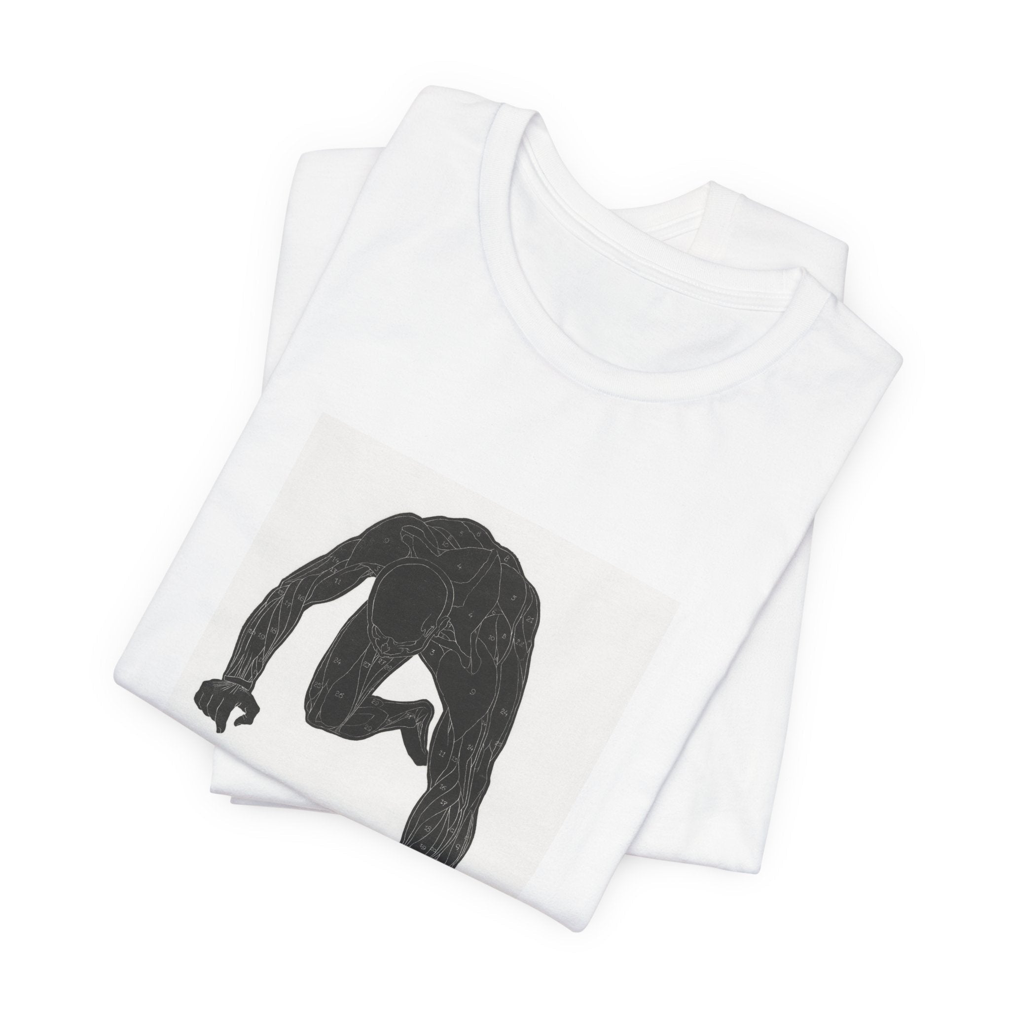 Masters of Art Reijer Stolk Anatomical study of a man's neck, arm and leg muscles in silhouette Unisex Jersey Short Sleeve T-Shirt - POPvault
