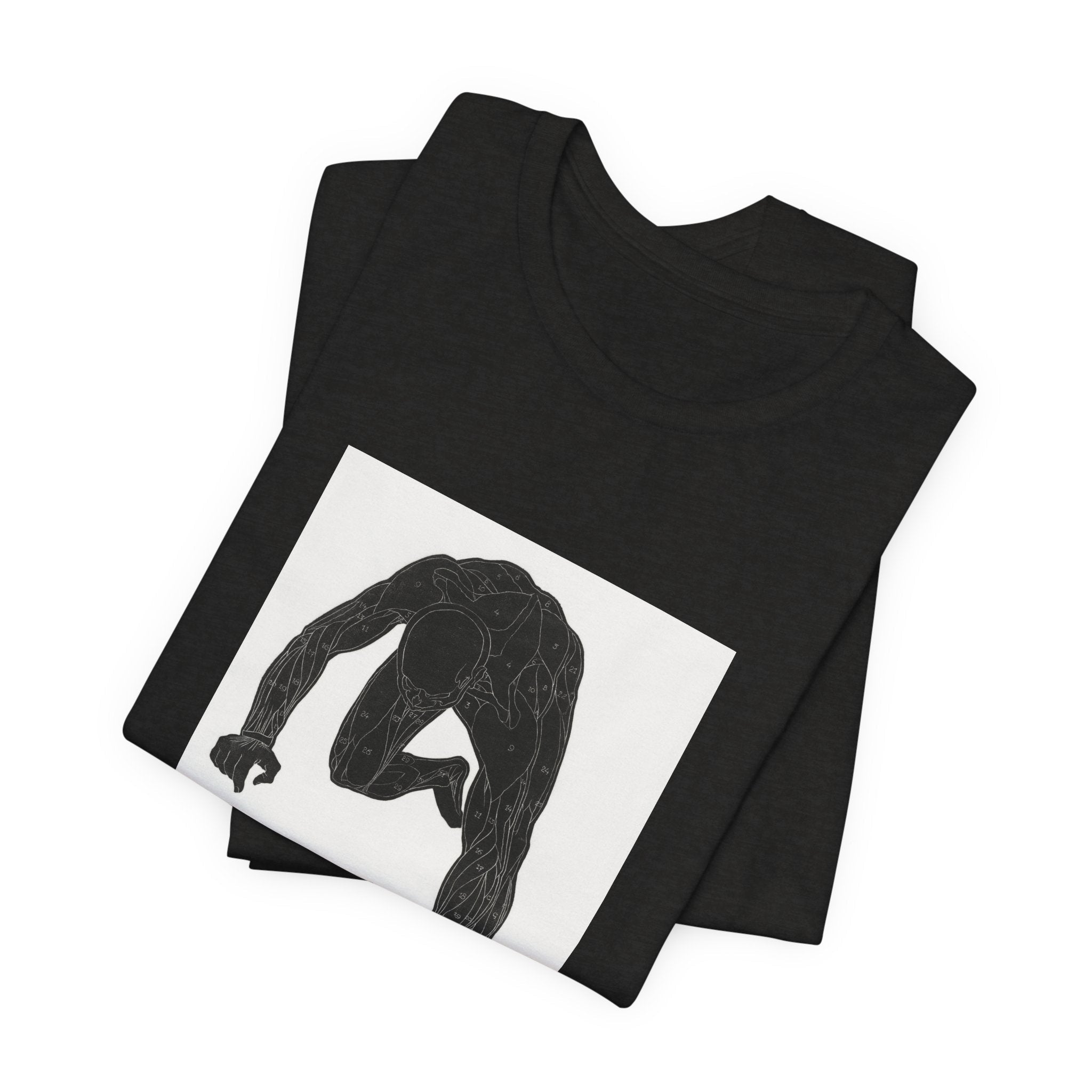 Masters of Art Reijer Stolk Anatomical study of a man's neck, arm and leg muscles in silhouette Unisex Jersey Short Sleeve T-Shirt - POPvault