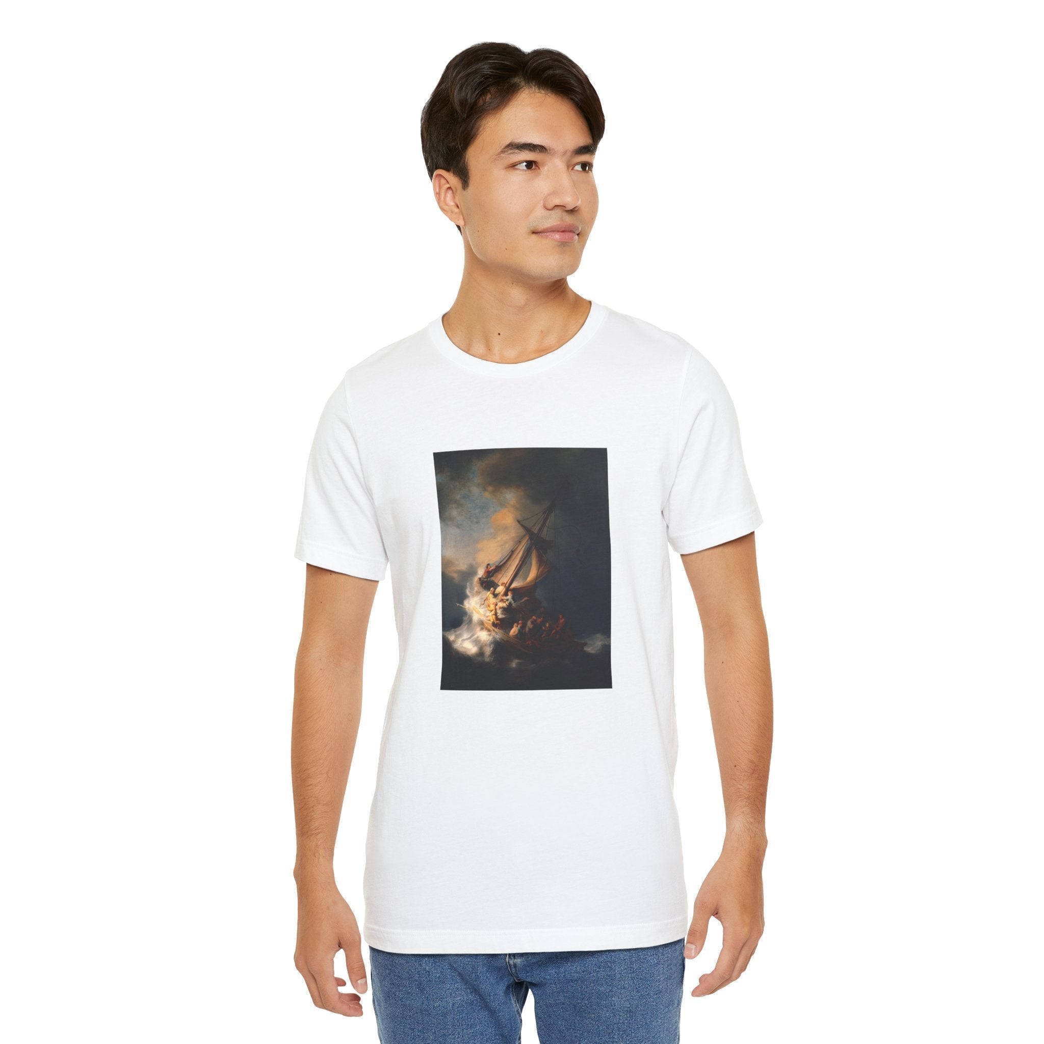 Masters of Art Rembrandt van Rijn's The Storm on the Sea of Galilee Unisex Jersey Short Sleeve T-Shirt - POPvault