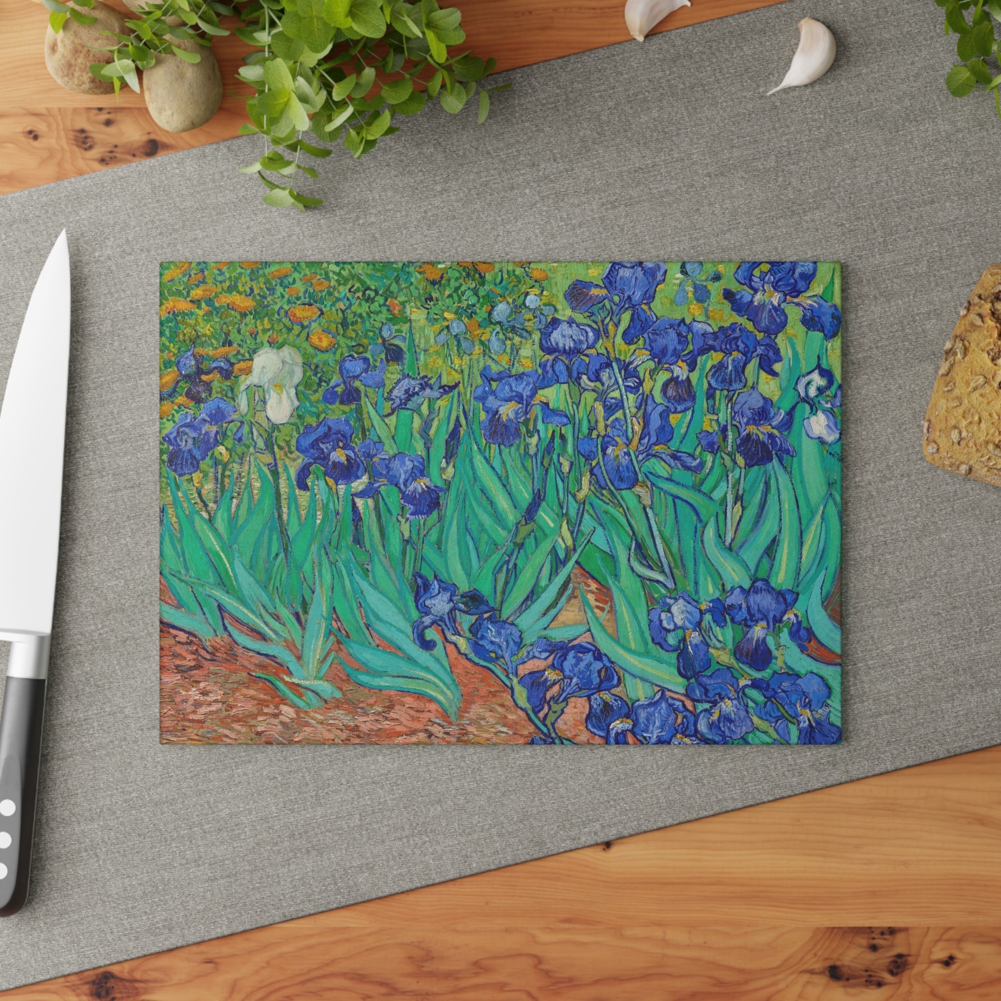 Masters of Art Van Gogh Irises Glass Cutting Board - POPvault