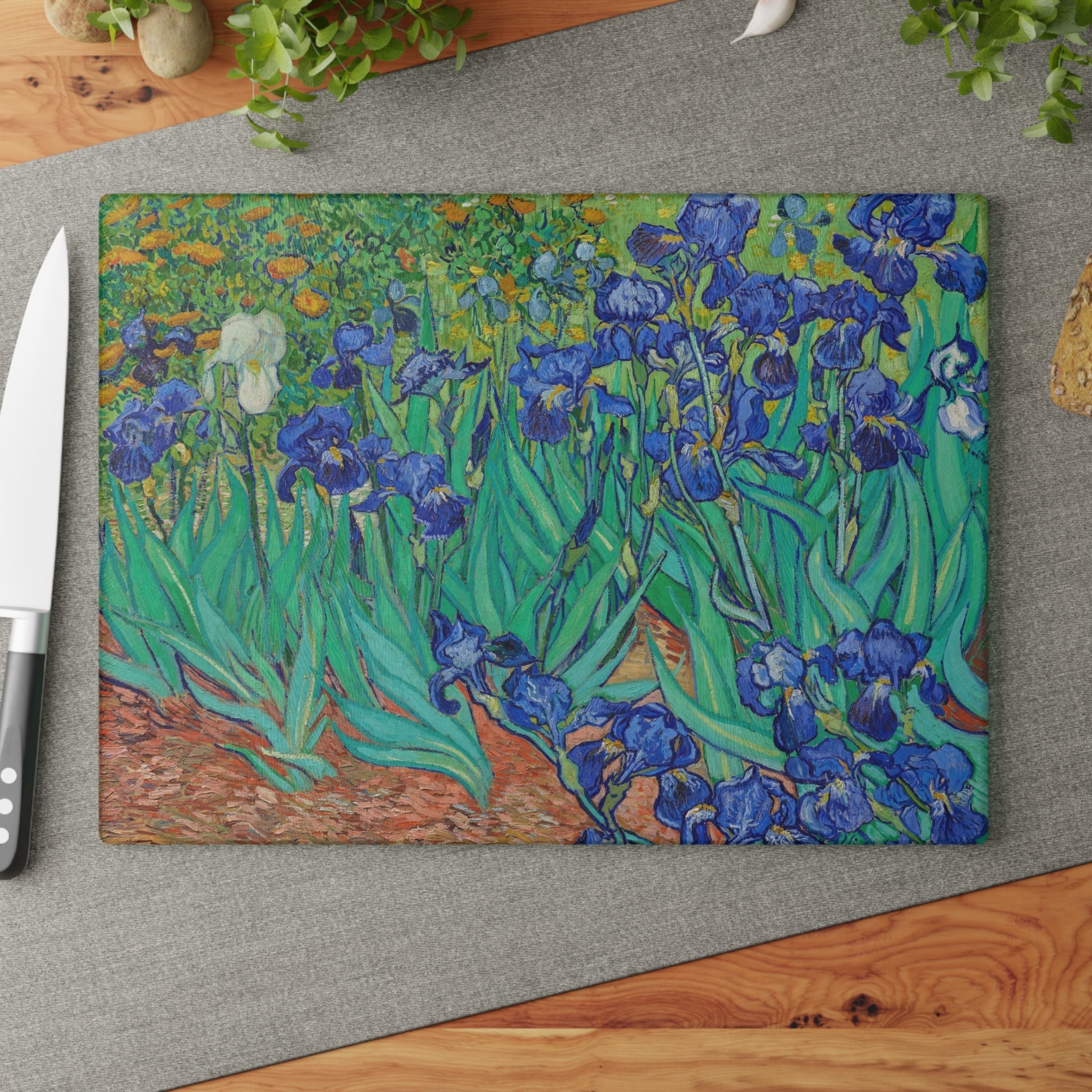 Masters of Art Van Gogh Irises Glass Cutting Board - POPvault