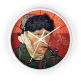 Masters of Art Vincent van Gogh Self - Portrait with Bandaged Ear and Pipe Premium Wall Clock - POPvault