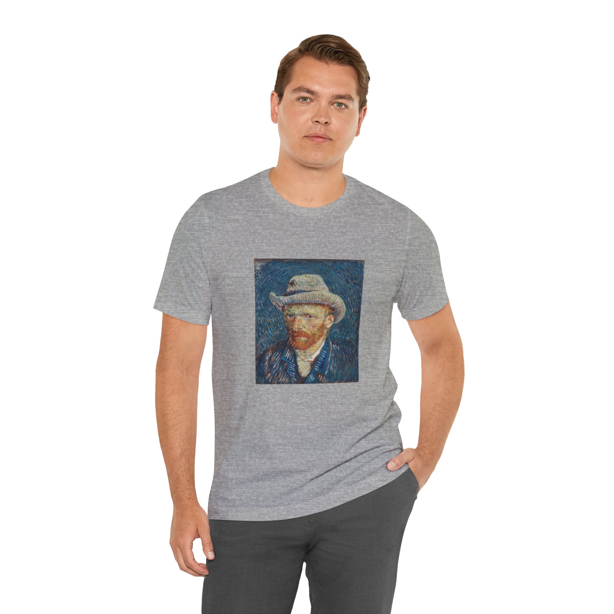 Masters of Art Vincent van Gogh Self - Portrait with Grey Felt Hat Unisex Jersey Short Sleeve T-Shirt - POPvault
