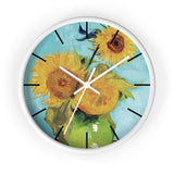 Masters of Art Vincent van Gogh Vase with Three Sunflowers Premium Wall Clock - POPvault