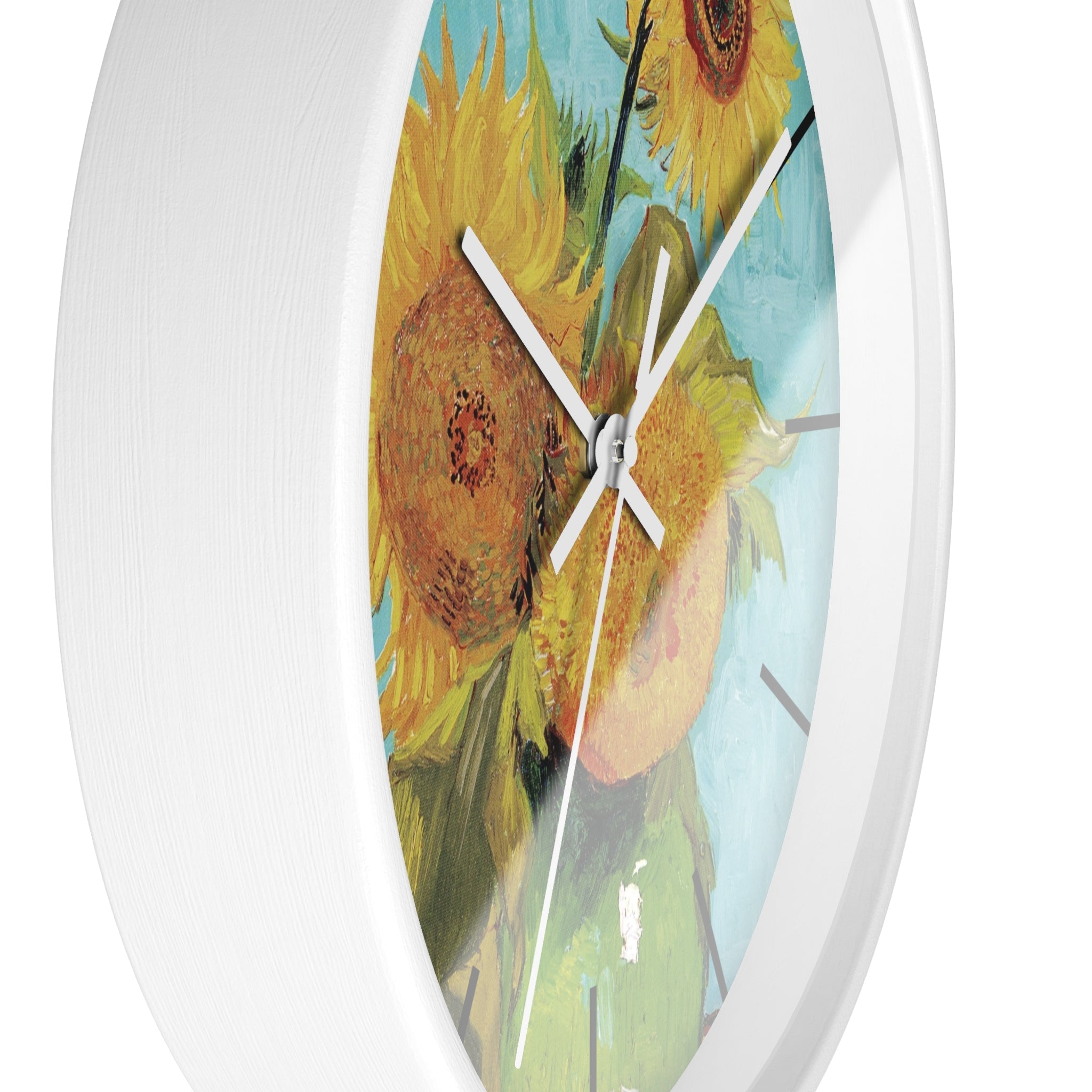 Masters of Art Vincent van Gogh Vase with Three Sunflowers Premium Wall Clock - POPvault