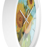 Masters of Art Vincent van Gogh Vase with Three Sunflowers Premium Wall Clock - POPvault