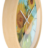 Masters of Art Vincent van Gogh Vase with Three Sunflowers Premium Wall Clock - POPvault