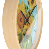 Masters of Art Vincent van Gogh Vase with Three Sunflowers Premium Wall Clock - POPvault
