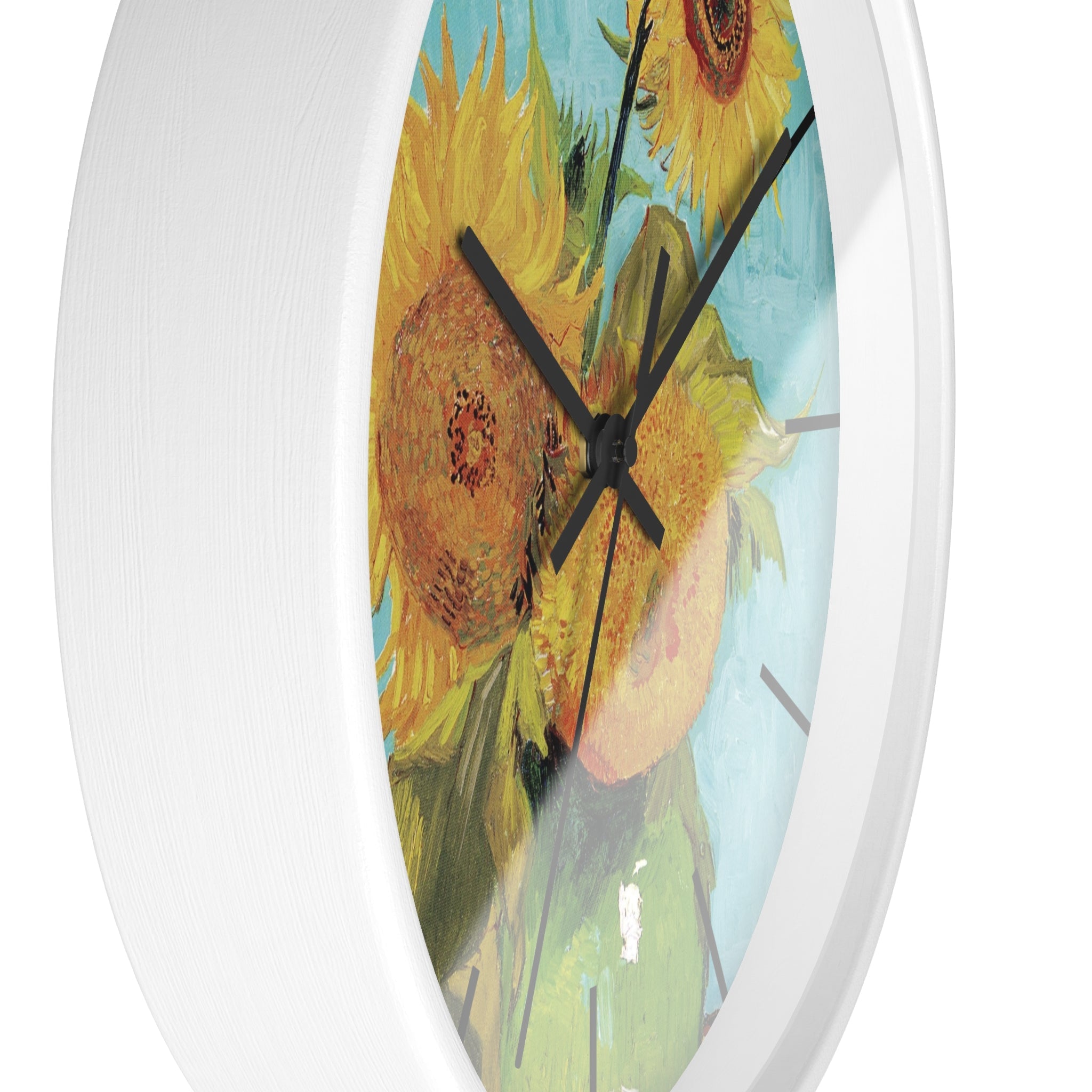 Masters of Art Vincent van Gogh Vase with Three Sunflowers Premium Wall Clock - POPvault