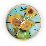 Masters of Art Vincent van Gogh Vase with Three Sunflowers Premium Wall Clock - POPvault