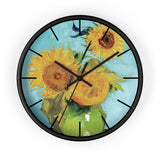 Masters of Art Vincent van Gogh Vase with Three Sunflowers Premium Wall Clock - POPvault