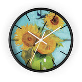 Masters of Art Vincent van Gogh Vase with Three Sunflowers Premium Wall Clock - POPvault