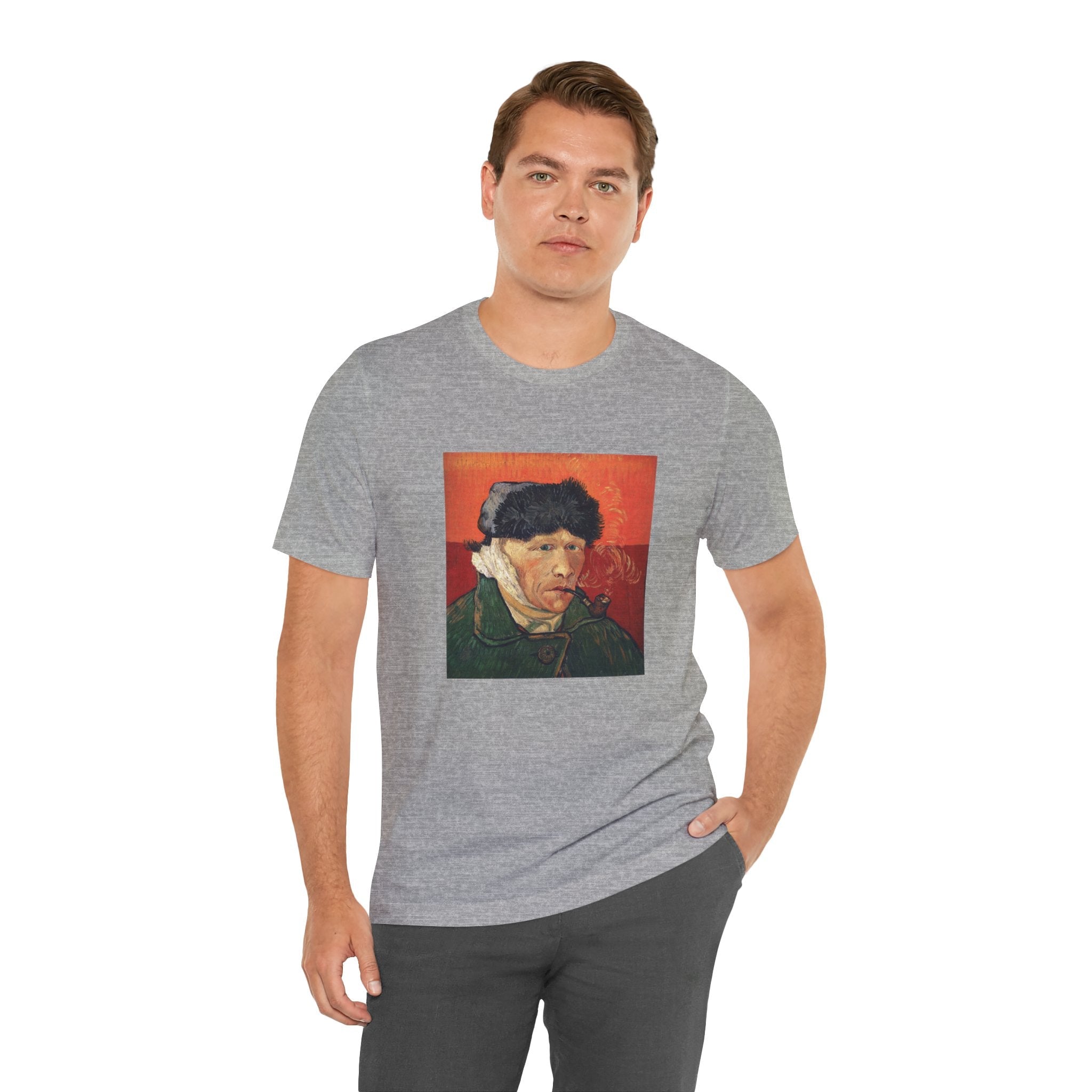 Masters of Art Vincent van Gogh's Self - Portrait with Bandaged Ear and Pipe Unisex Jersey Short Sleeve T-Shirt - POPvault