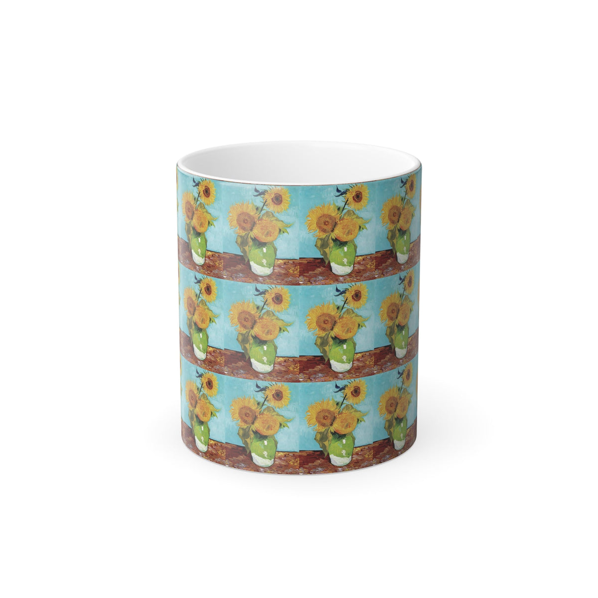 Masters of Art Vincent van Gogh's Vase With Three Sunflowers - Color Morphing 11oz Mug - Mug