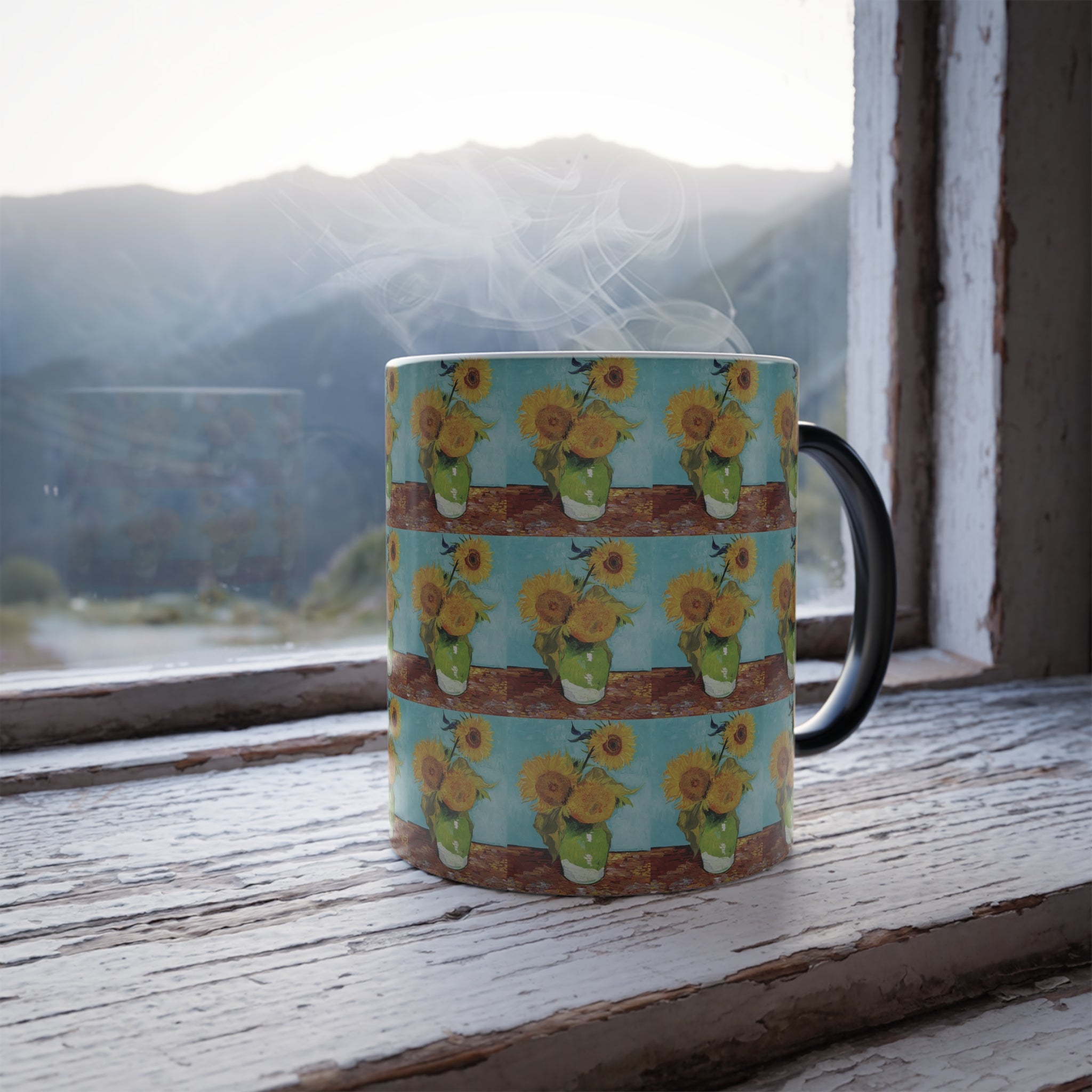 Masters of Art Vincent van Gogh's Vase With Three Sunflowers - Color Morphing 11oz Mug - POPvault