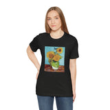 Masters of Art Vincent van Gogh's Vase With Three Sunflowers Unisex Jersey Short Sleeve T-Shirt - POPvault