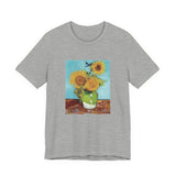 Masters of Art Vincent van Gogh's Vase With Three Sunflowers Unisex Jersey Short Sleeve T-Shirt - POPvault