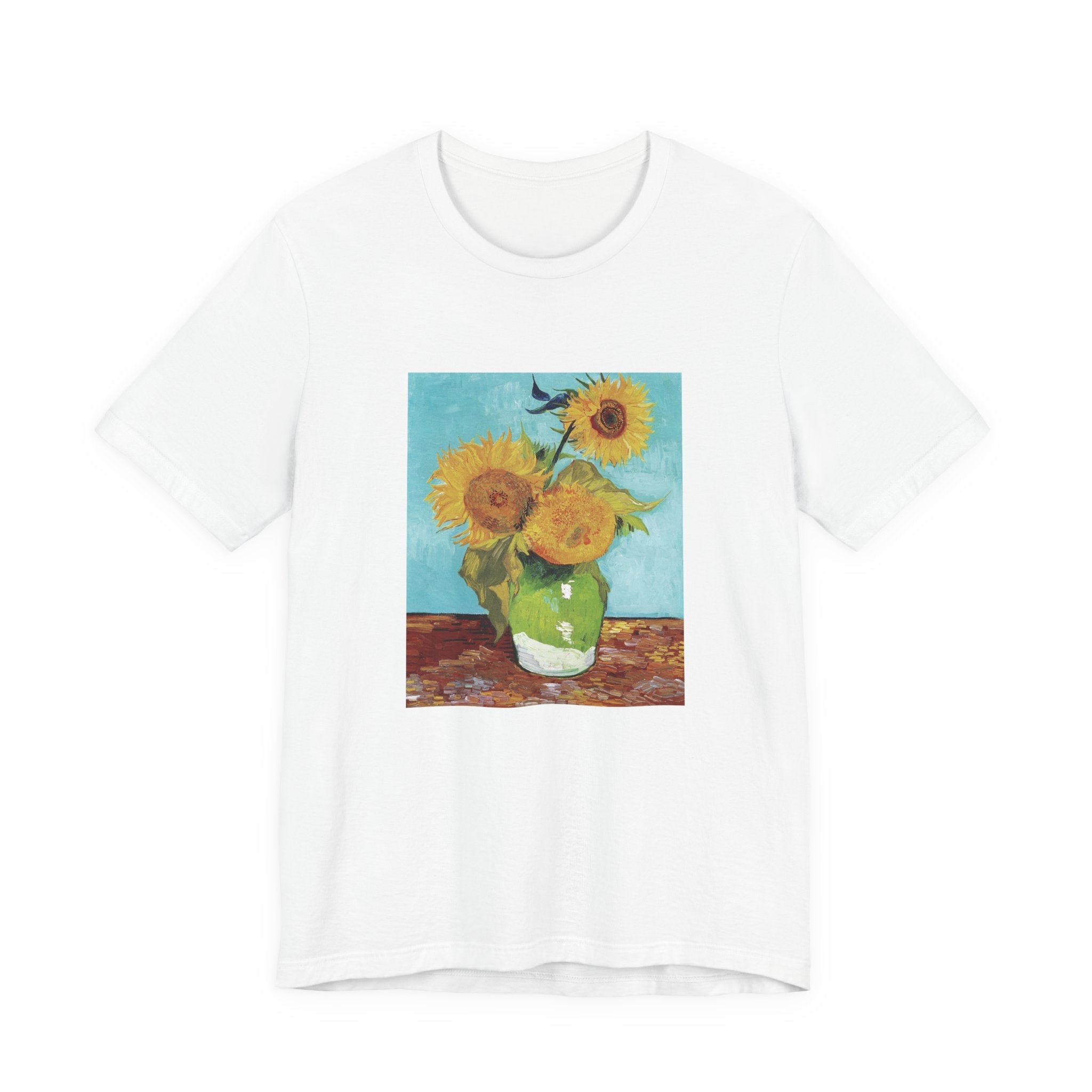 Masters of Art Vincent van Gogh's Vase With Three Sunflowers Unisex Jersey Short Sleeve T-Shirt - POPvault