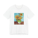 Masters of Art Vincent van Gogh's Vase With Three Sunflowers Unisex Jersey Short Sleeve T-Shirt - POPvault