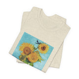 Masters of Art Vincent van Gogh's Vase With Three Sunflowers Unisex Jersey Short Sleeve T-Shirt - POPvault