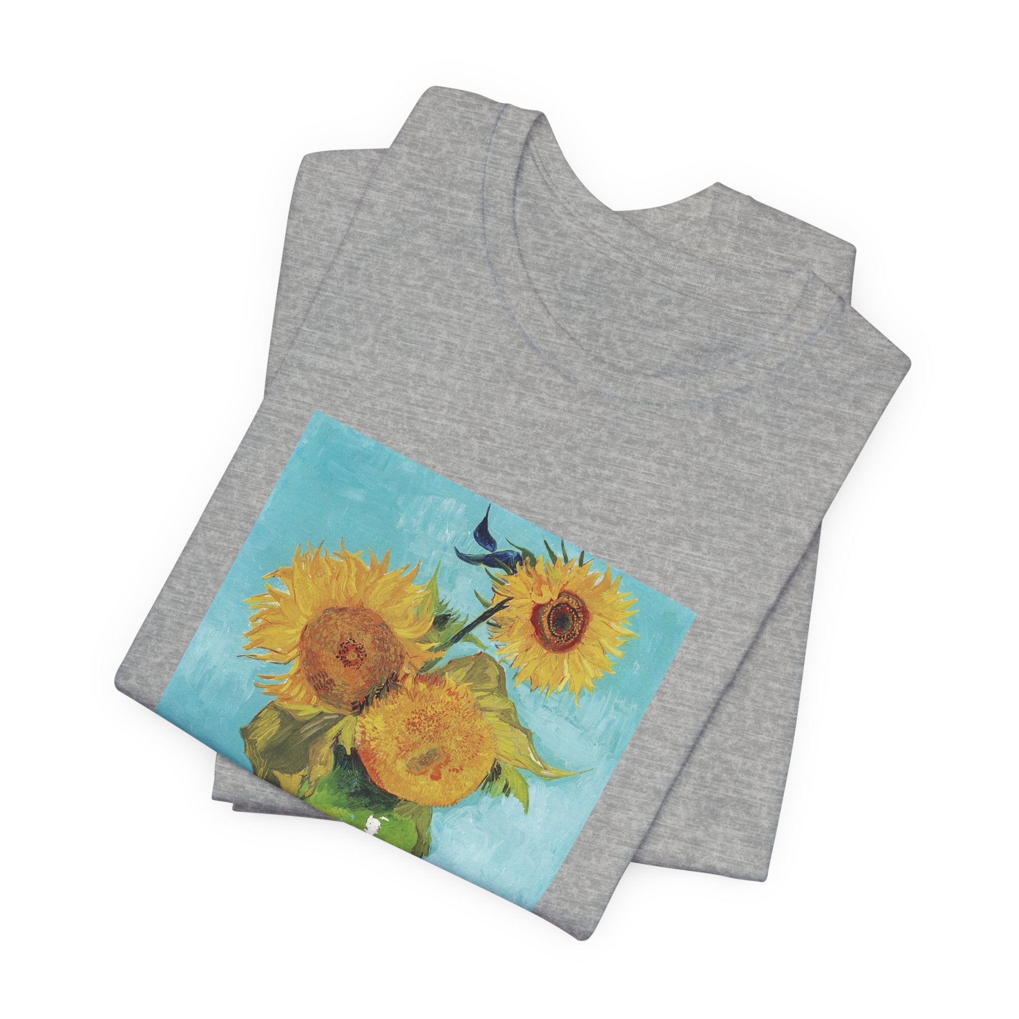 Masters of Art Vincent van Gogh's Vase With Three Sunflowers Unisex Jersey Short Sleeve T-Shirt - POPvault