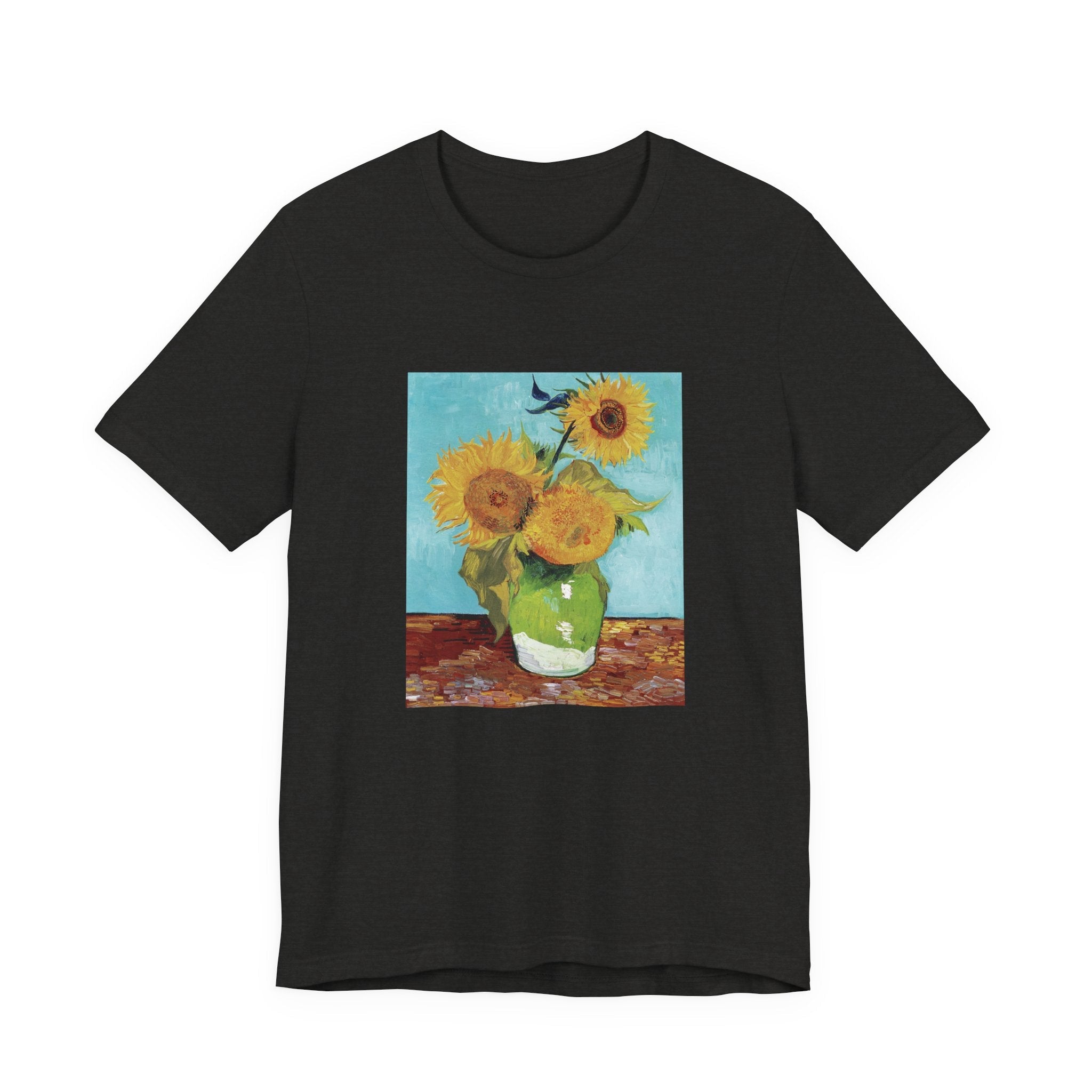 Masters of Art Vincent van Gogh's Vase With Three Sunflowers Unisex Jersey Short Sleeve T-Shirt - POPvault