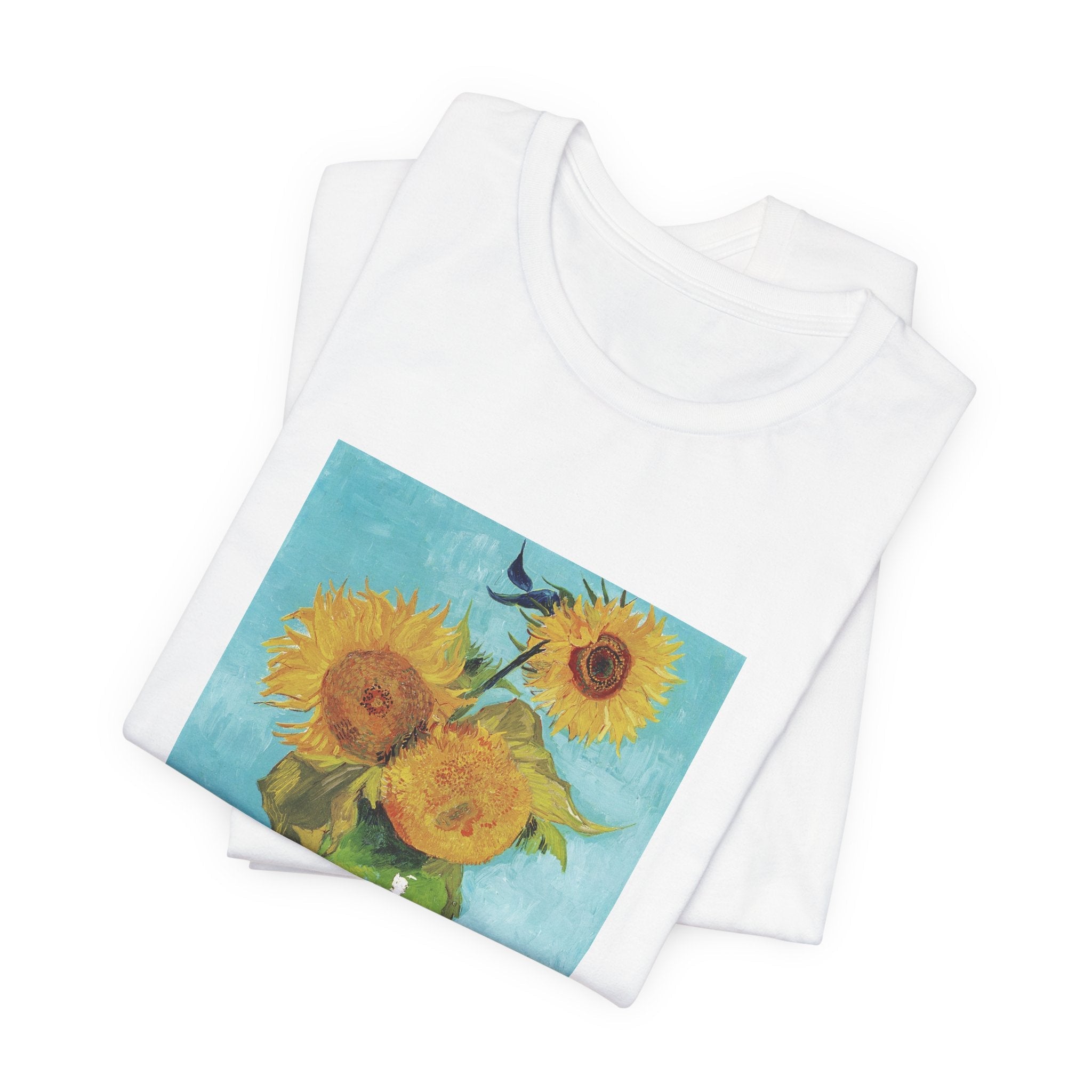 Masters of Art Vincent van Gogh's Vase With Three Sunflowers Unisex Jersey Short Sleeve T-Shirt - POPvault