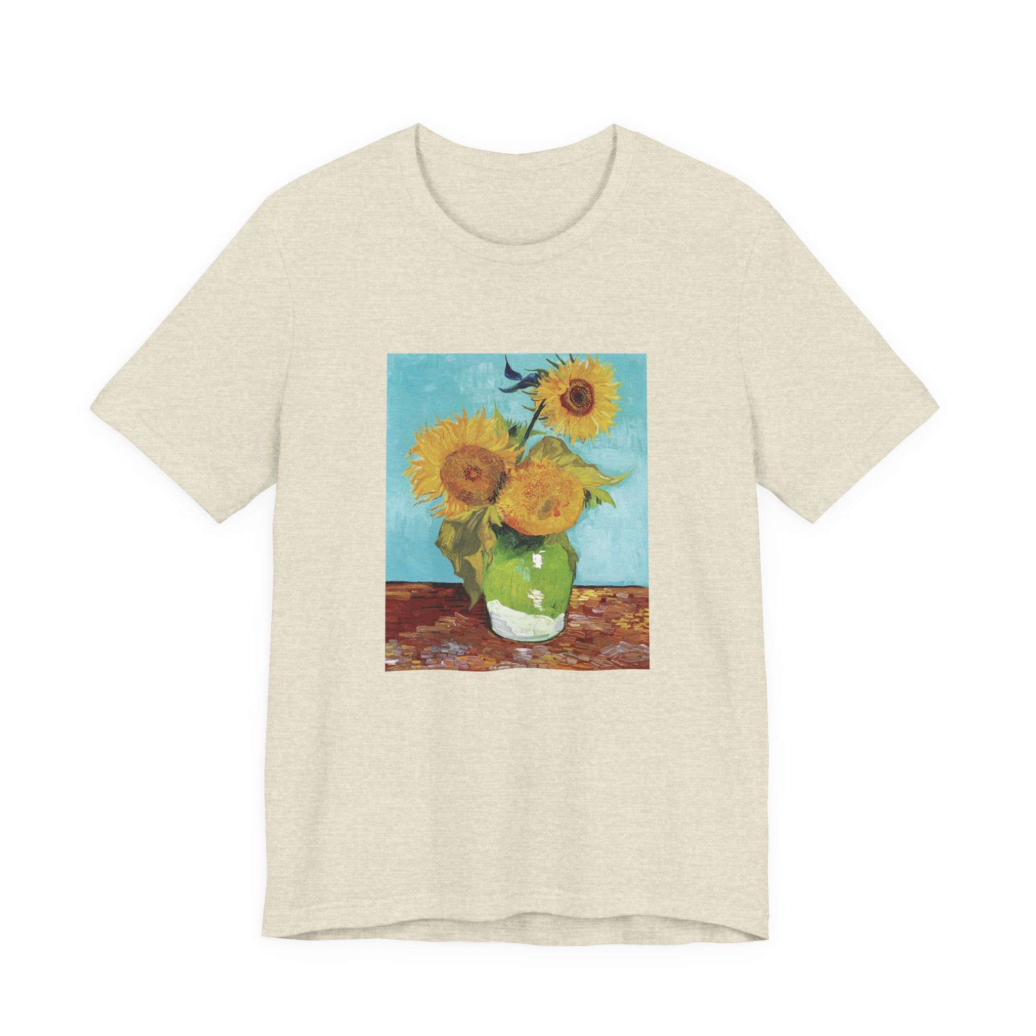 Masters of Art Vincent van Gogh's Vase With Three Sunflowers Unisex Jersey Short Sleeve T-Shirt - POPvault
