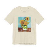 Masters of Art Vincent van Gogh's Vase With Three Sunflowers Unisex Jersey Short Sleeve T-Shirt - POPvault