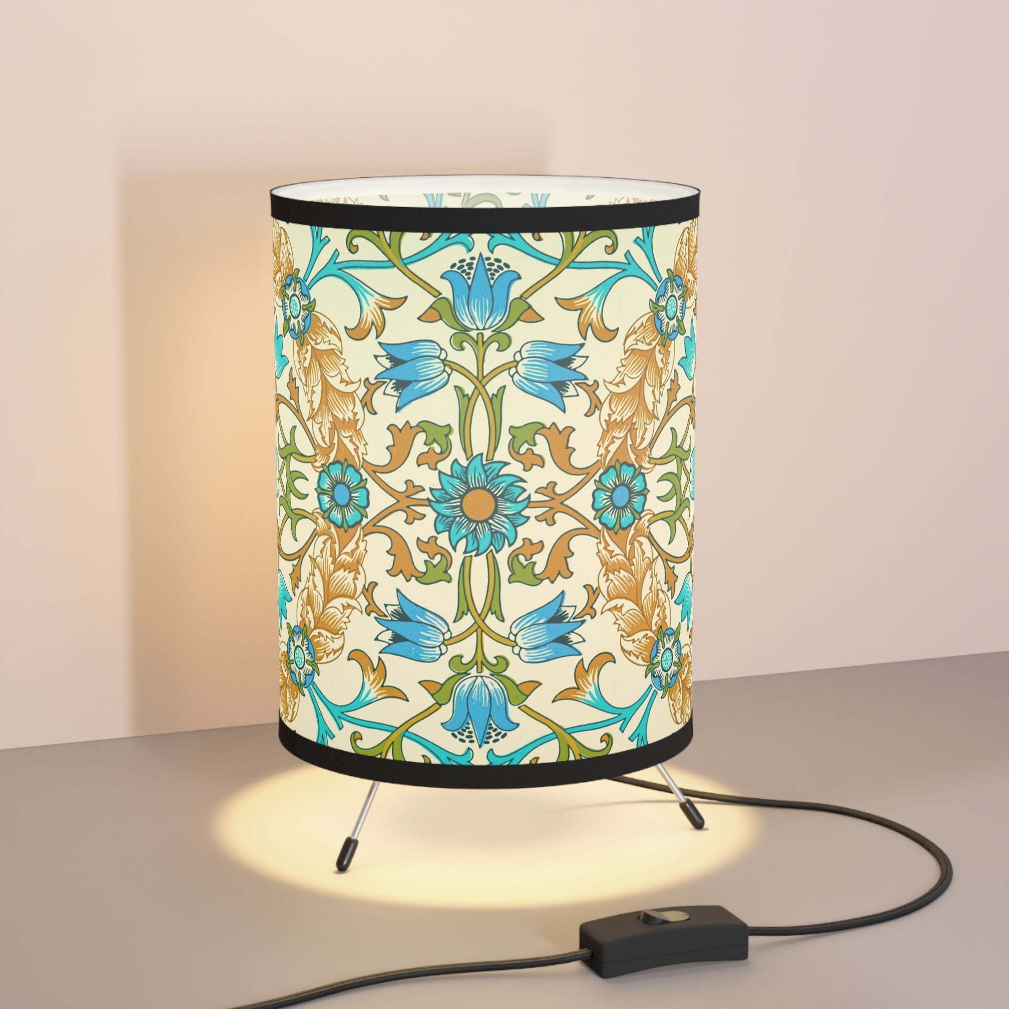 Masters of Art William Morris Cray Tripod Lamp with High - Res Printed Shade V.10 - POPvault