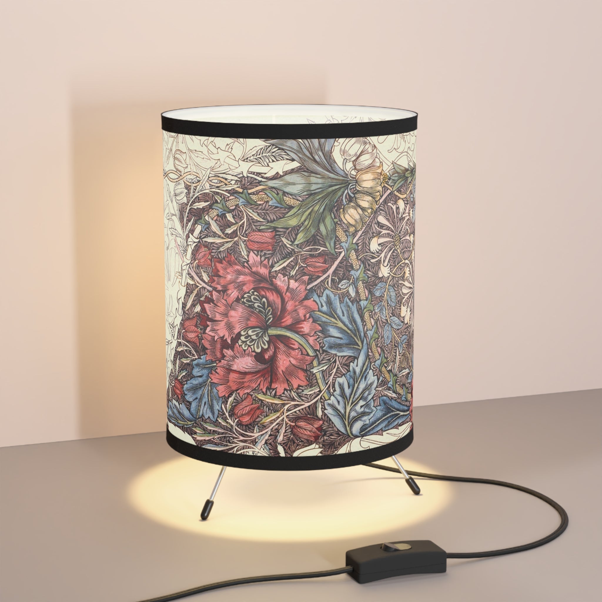 Masters of Art William Morris Cray Tripod Lamp with High - Res Printed Shade V.11 - POPvault