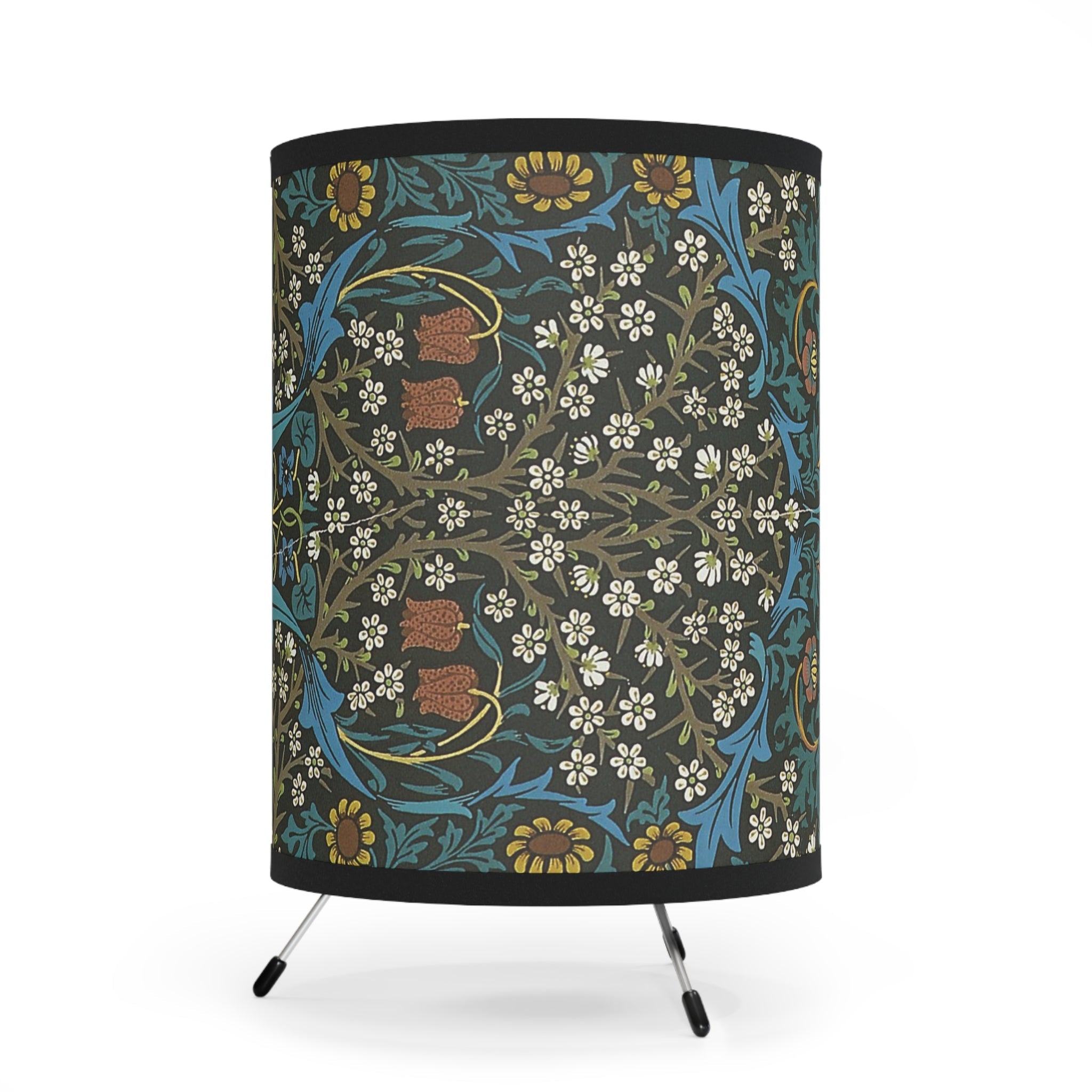 Masters of Art William Morris Cray Tripod Lamp with High - Res Printed Shade V.12 - POPvault