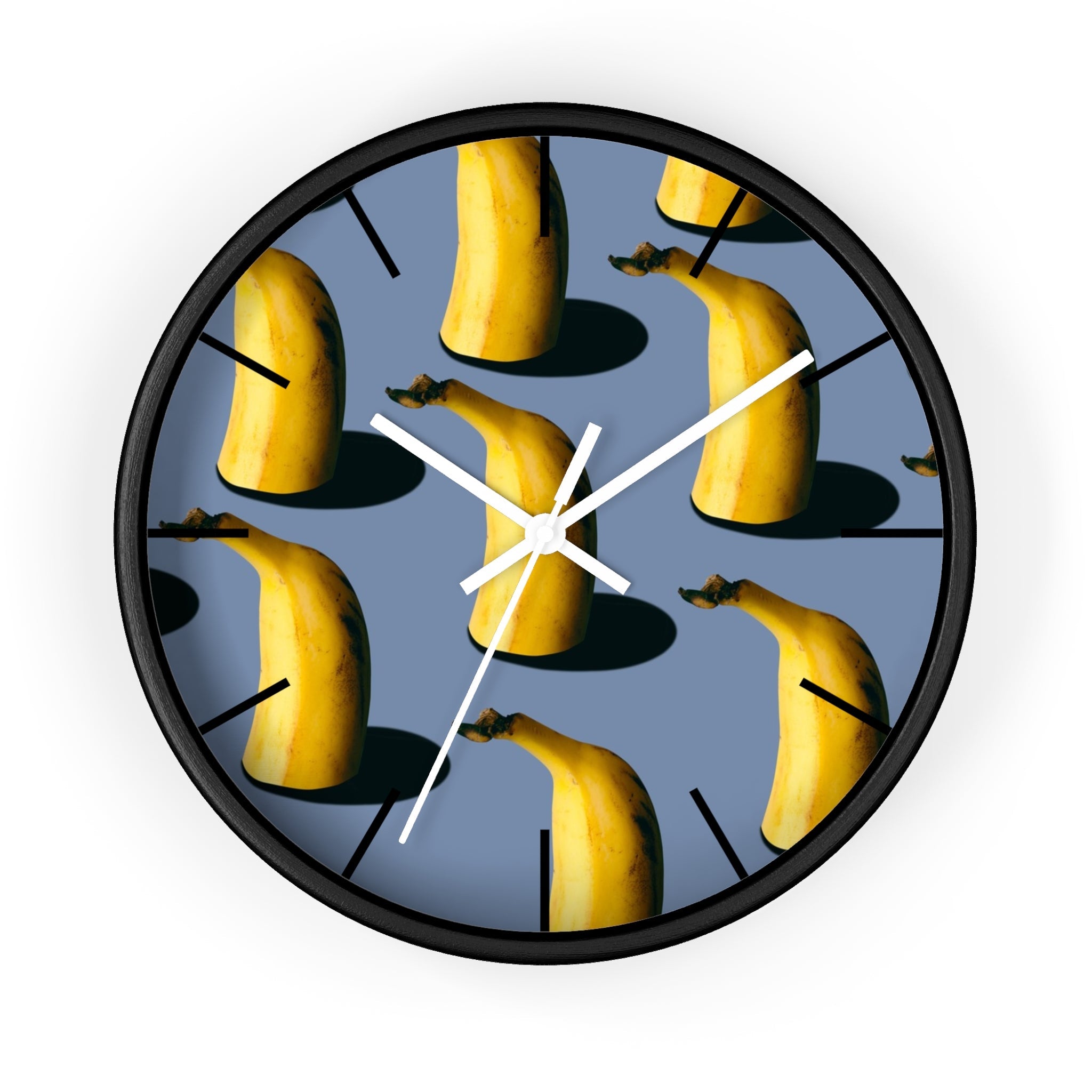 Masters of Photography Seamless Pattern of Bananas on Blue Background Premium Wall Clock - POPvault