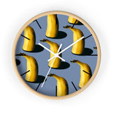 Masters of Photography Seamless Pattern of Bananas on Blue Background Premium Wall Clock - POPvault