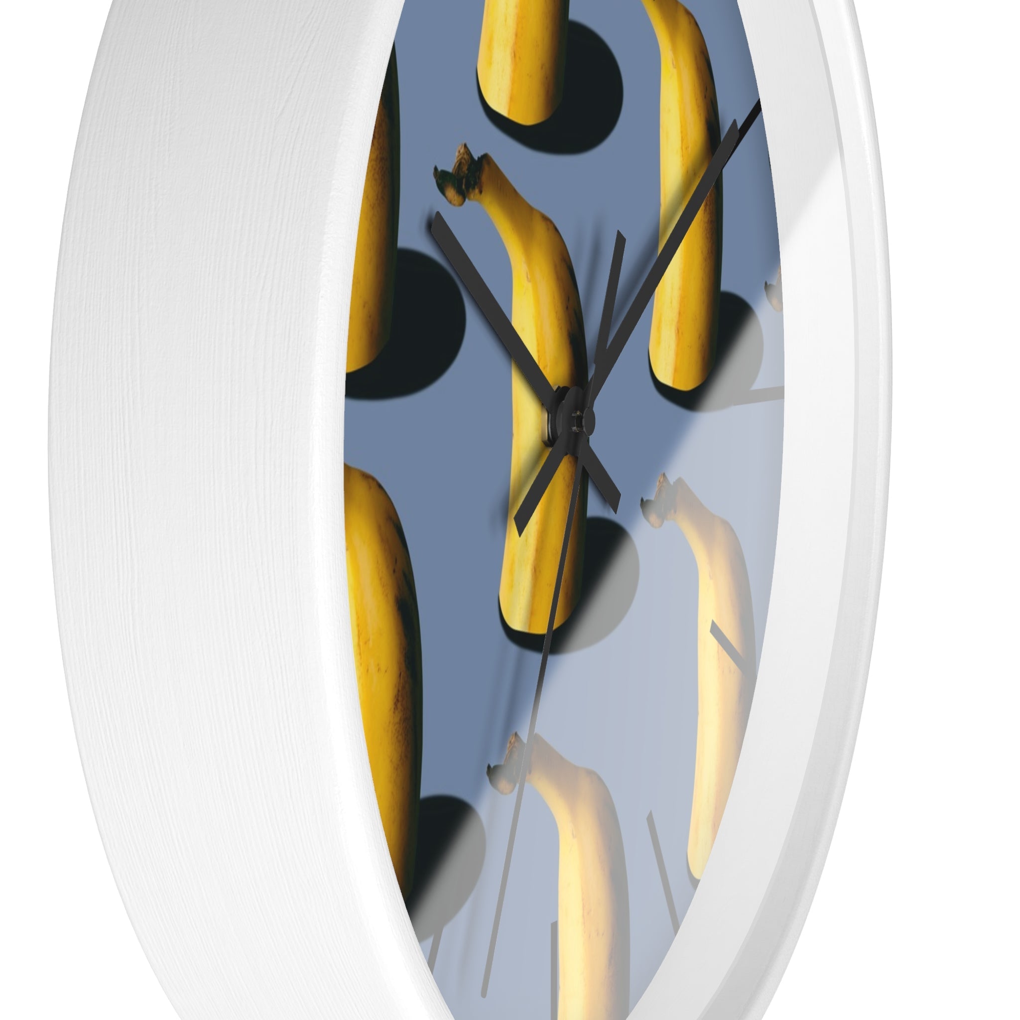 Masters of Photography Seamless Pattern of Bananas on Blue Background Premium Wall Clock - POPvault