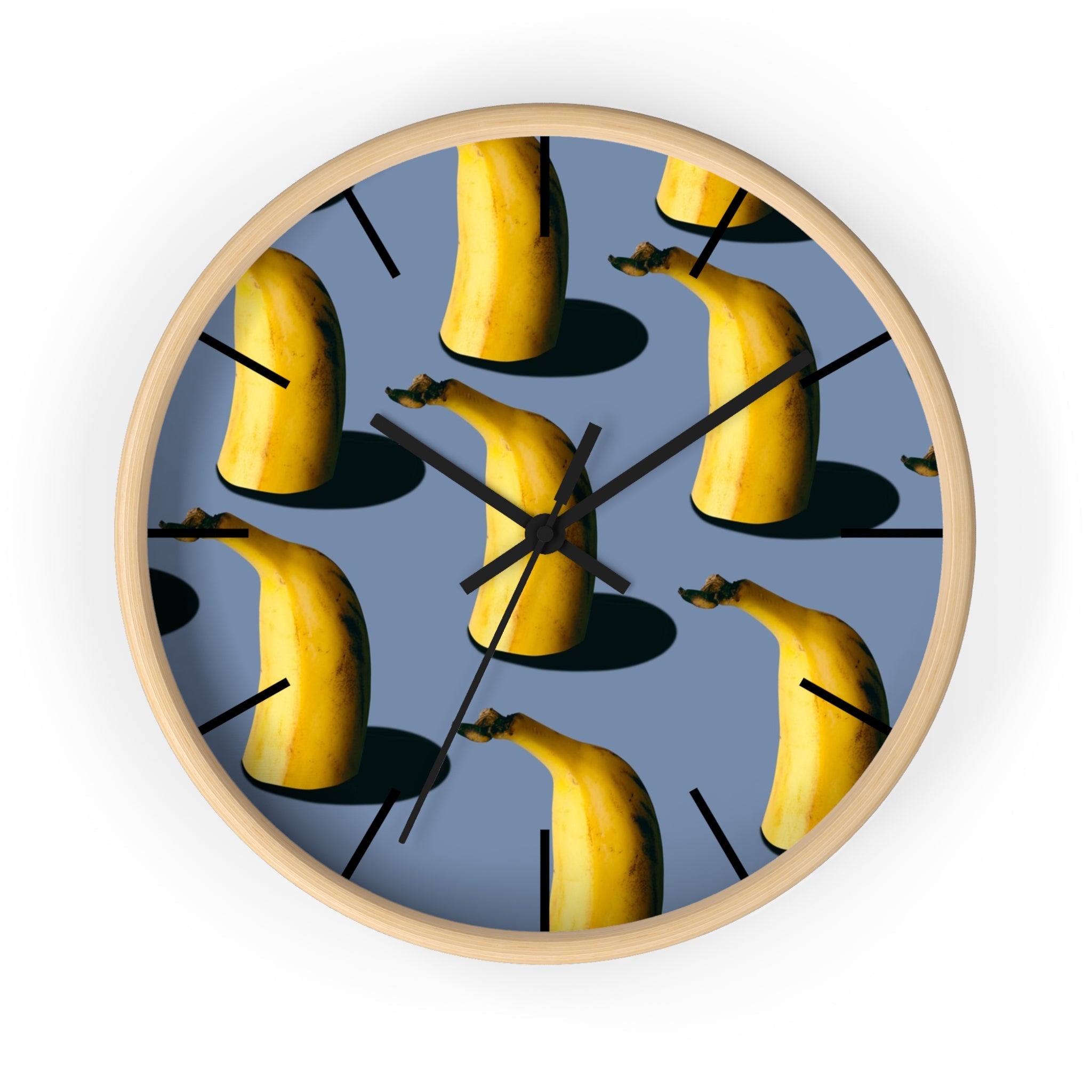 Masters of Photography Seamless Pattern of Bananas on Blue Background Premium Wall Clock - POPvault