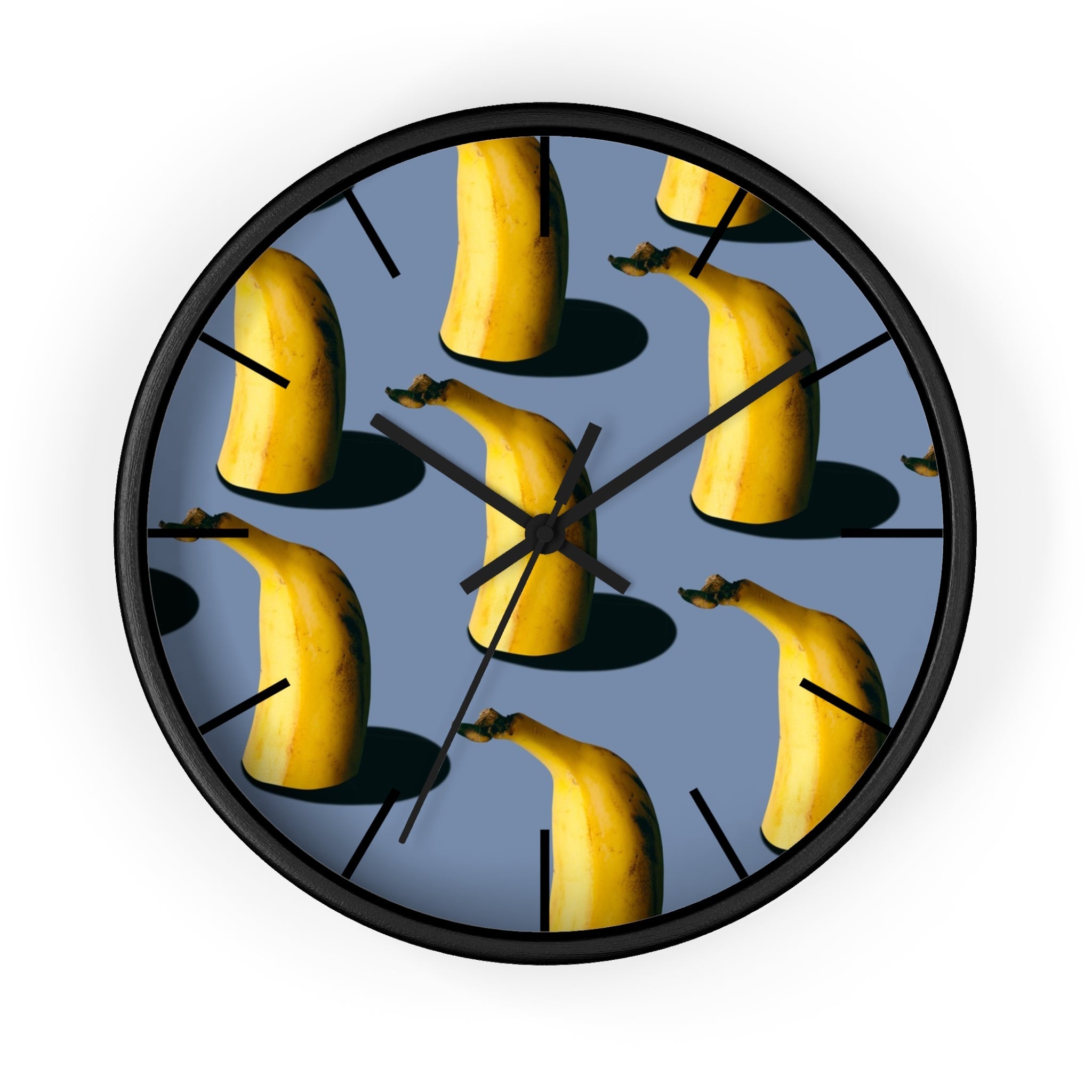 Masters of Photography Seamless Pattern of Bananas on Blue Background Premium Wall Clock - POPvault