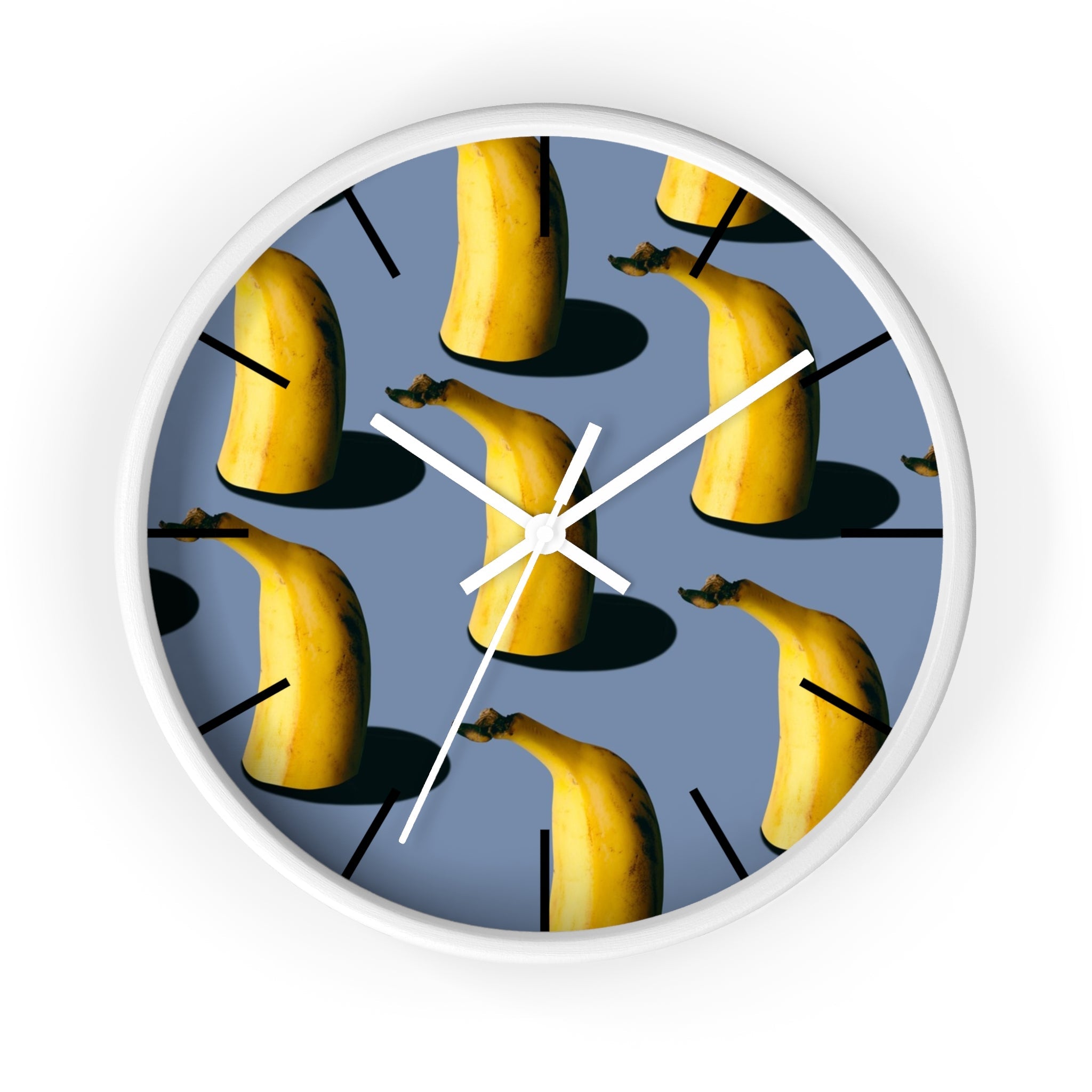 Masters of Photography Seamless Pattern of Bananas on Blue Background Premium Wall Clock - POPvault