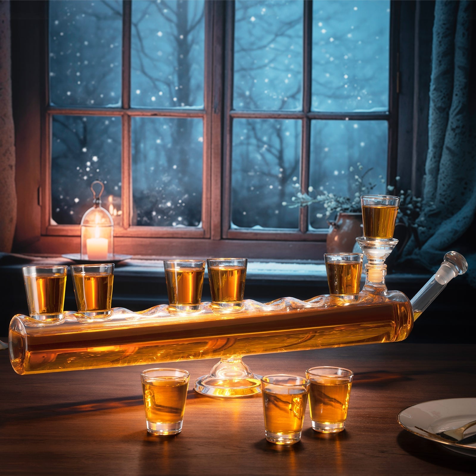 Menorah 34 Oz. Decanter Set With 8 Shot Glasses - POPvault