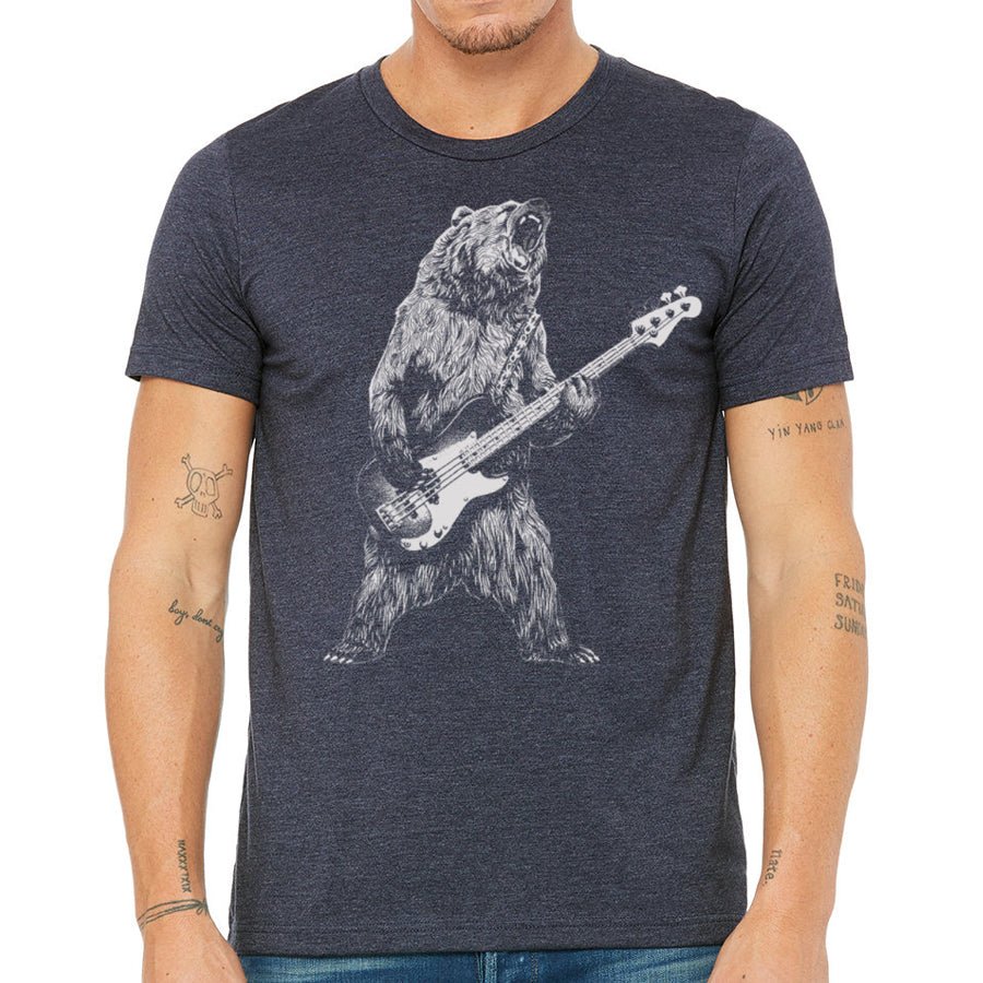 Men's Bear Playing Bass Guitar T-Shirt - POPvault