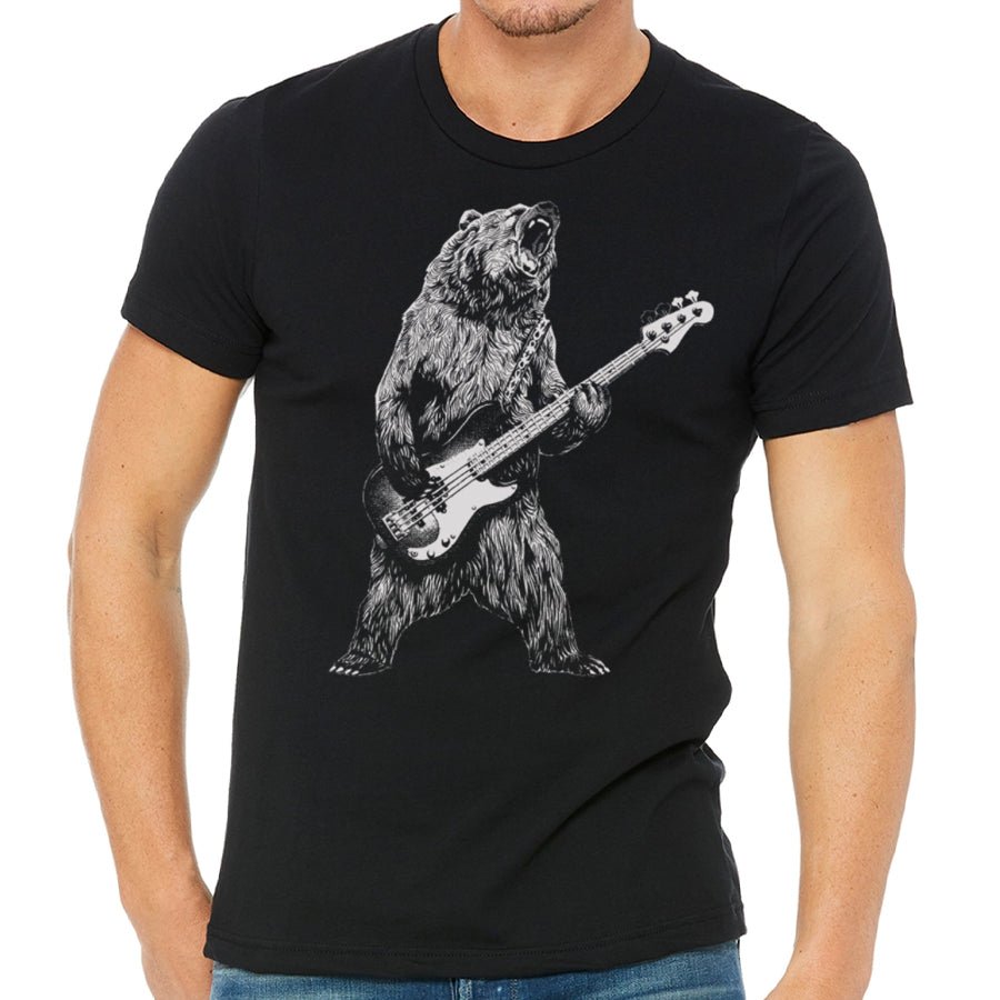 Men's Bear Playing Bass Guitar T-Shirt - POPvault