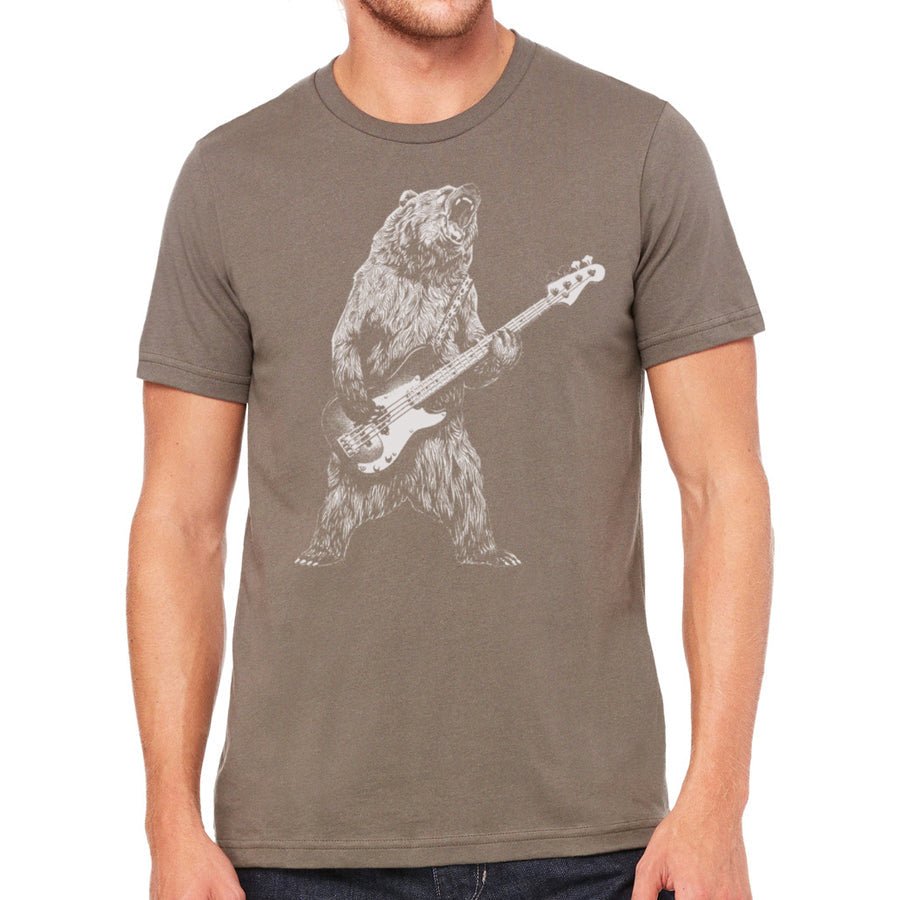 Men's Bear Playing Bass Guitar T-Shirt - POPvault