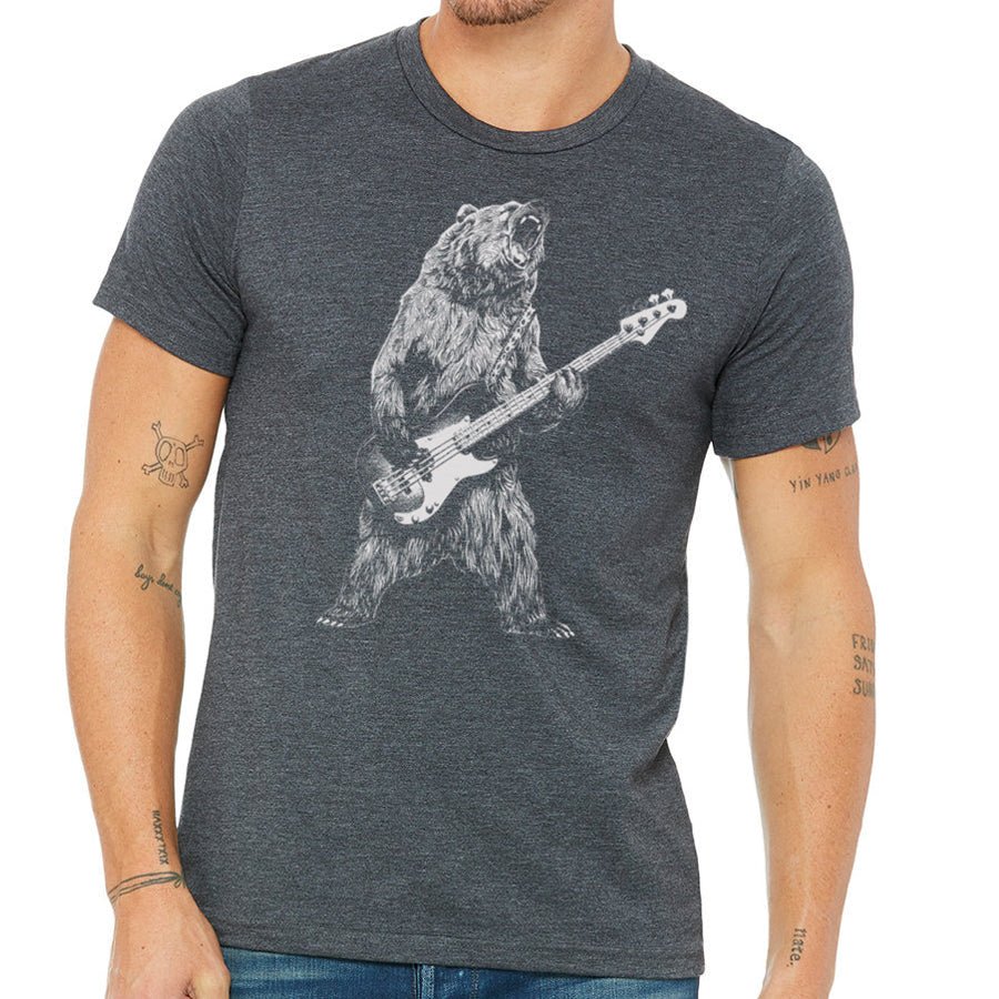 Men's Bear Playing Bass Guitar T-Shirt - POPvault